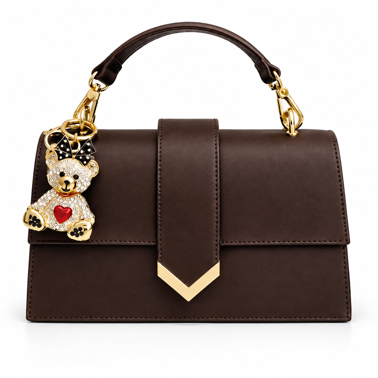 PashBag Borsa a Mano con Chiusura a V e Charm