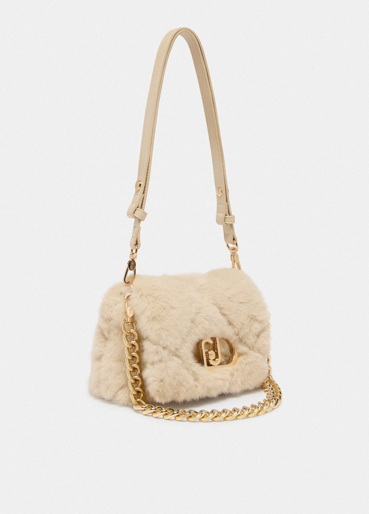 Borsa Liu Jo Puffy effetto pelliccia trapuntata con catena dorata Beige TU | Giò Fashion