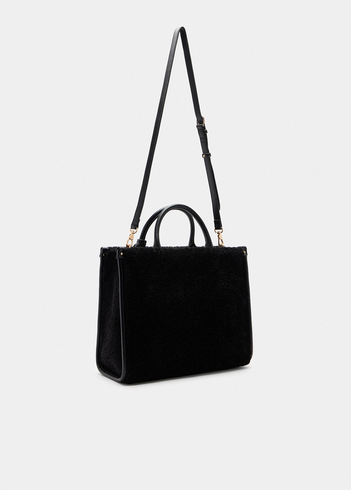 Borsa a mano Liu Jo in shearling con logo Nero TU | Giò Fashion