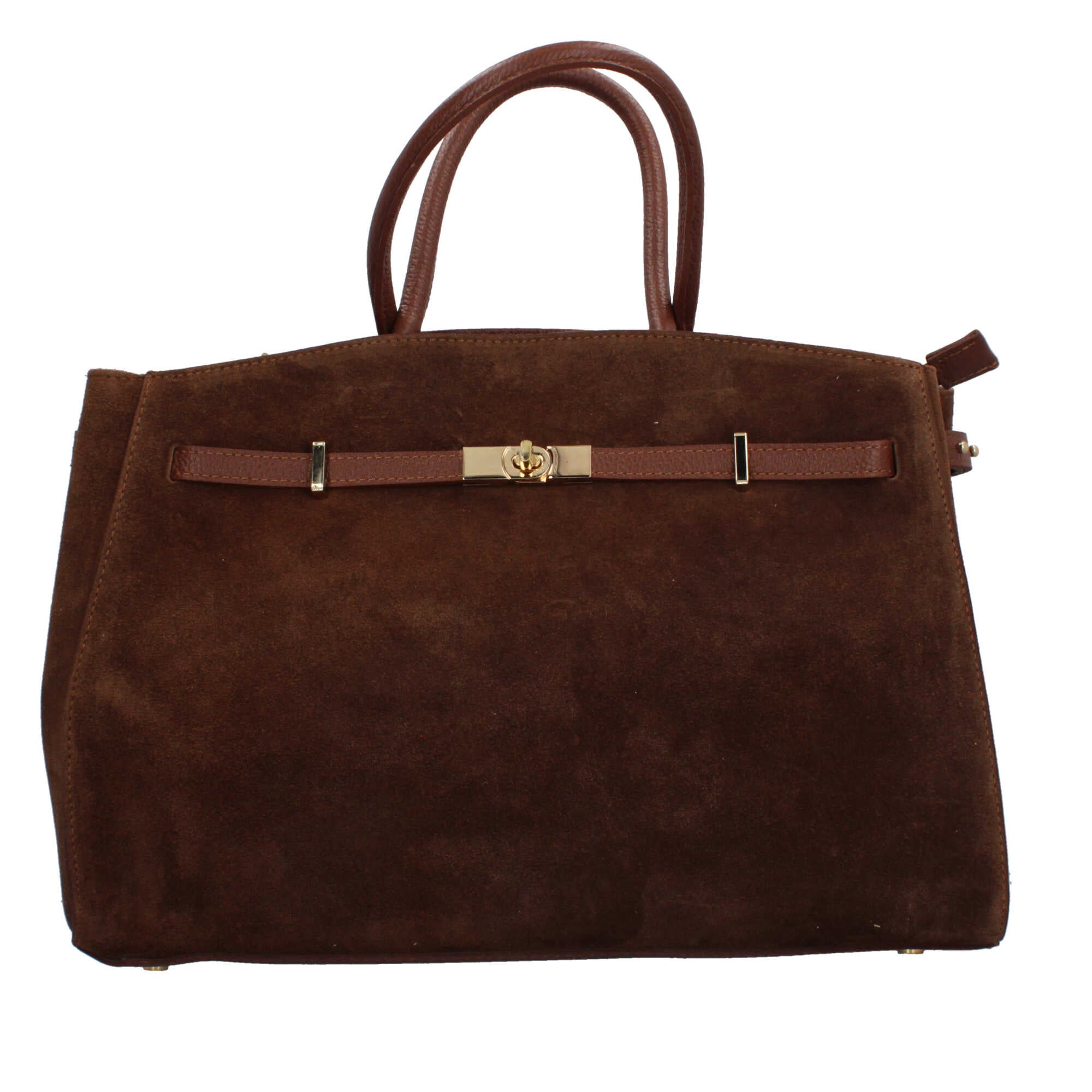Borsa Made in Italy in stile elegante con manici rigidi e dettaglio frontale Marrone TU | Giò Fashion