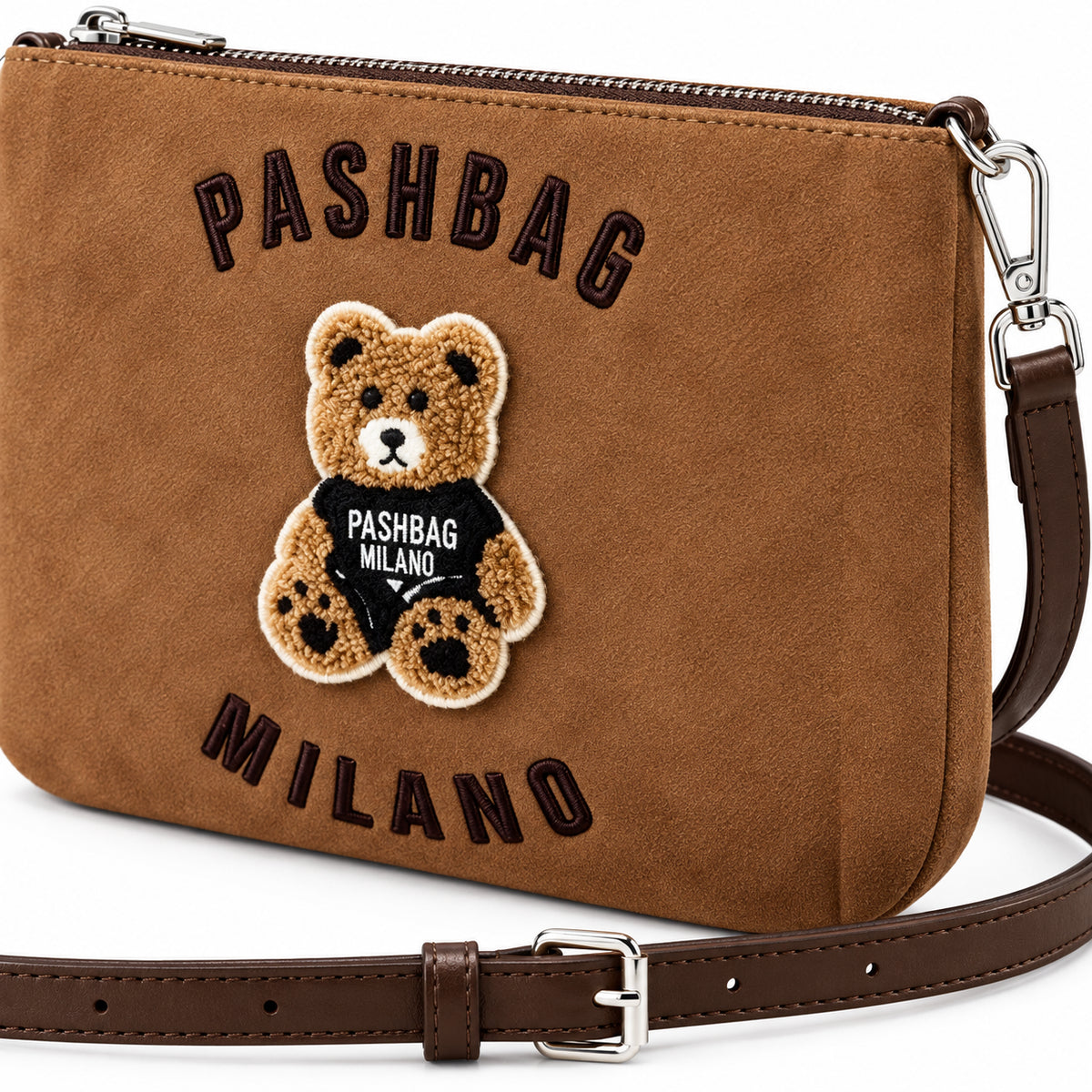 PashBag Borsa a Tracolla Compatta con Orsetto Ricamato
