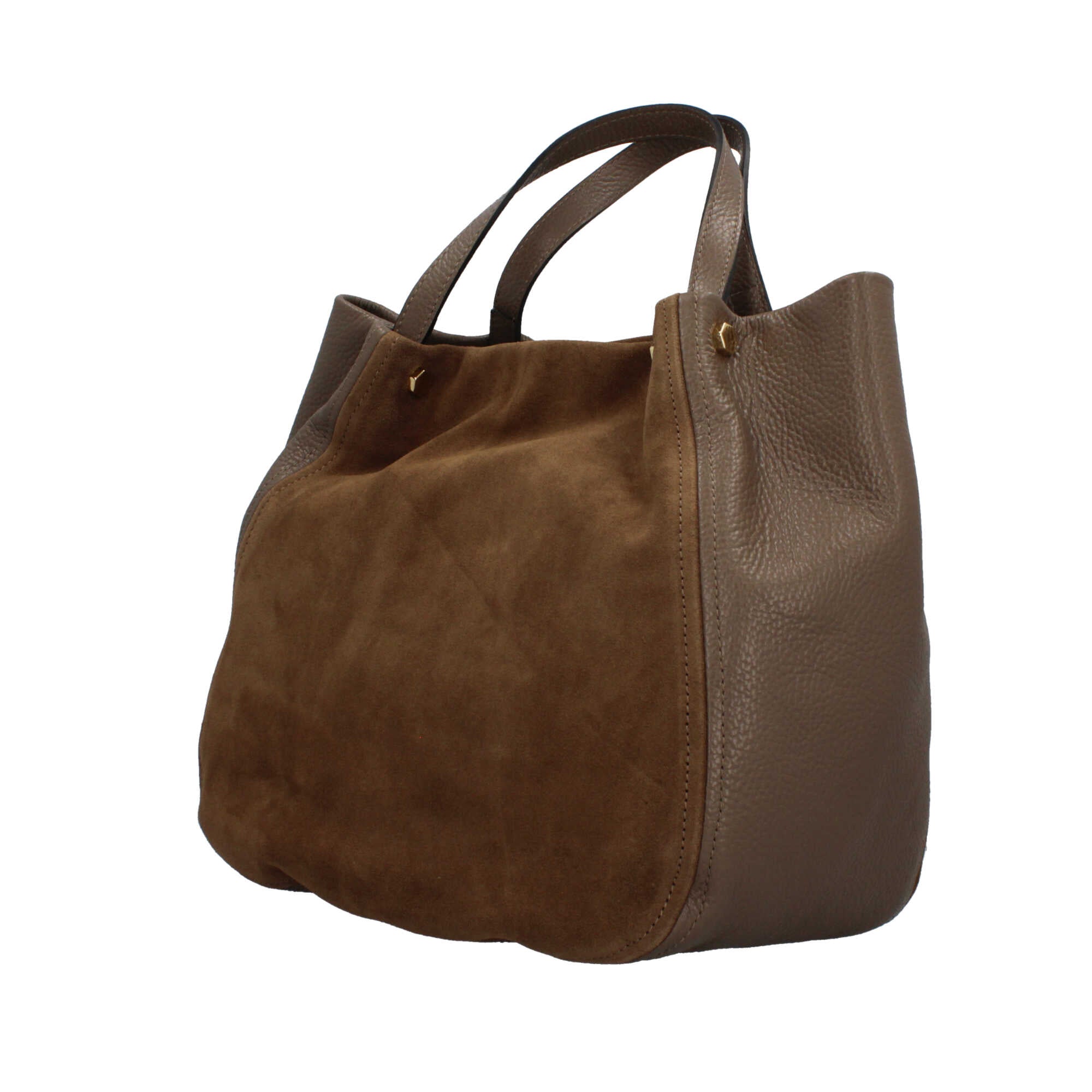 Borsa a mano Made in Italy in pelle e suede con tracolla rimovibile Beige TU | Giò Fashion