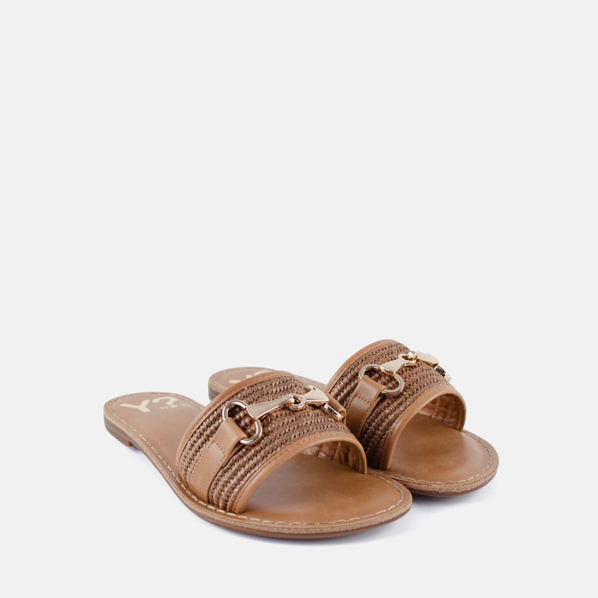 Ciabatte donna Y Not fascia intrecciata con morsetto stile casual elegante Cuoio 36 | Giò Fashion