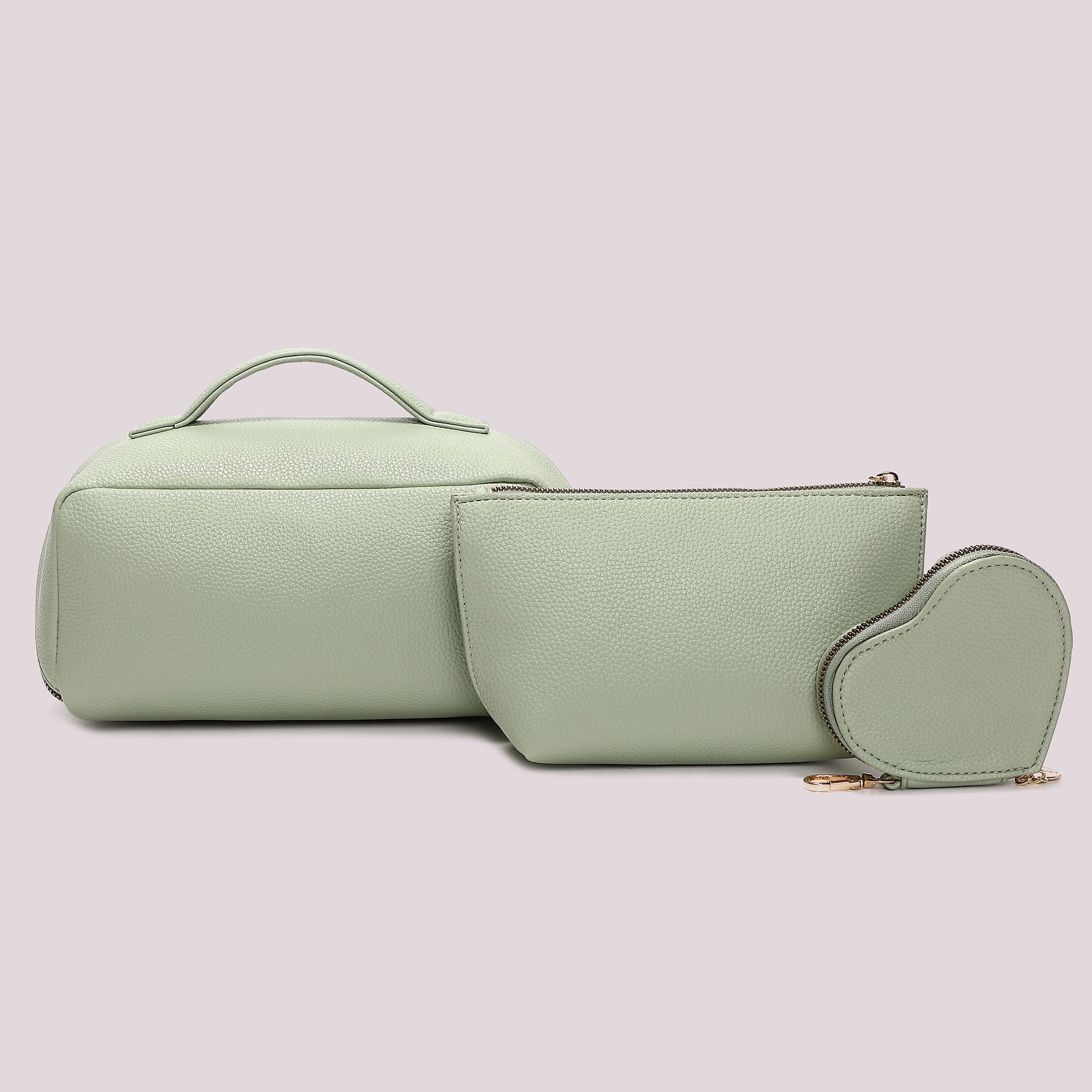 Beauty case donna Mimi Mua con manico e zip superiore design elegante VERDE ACQUA TU | Giò Fashion