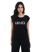 T Shirt Liu Jo Donna con Logo Frontale Decorato