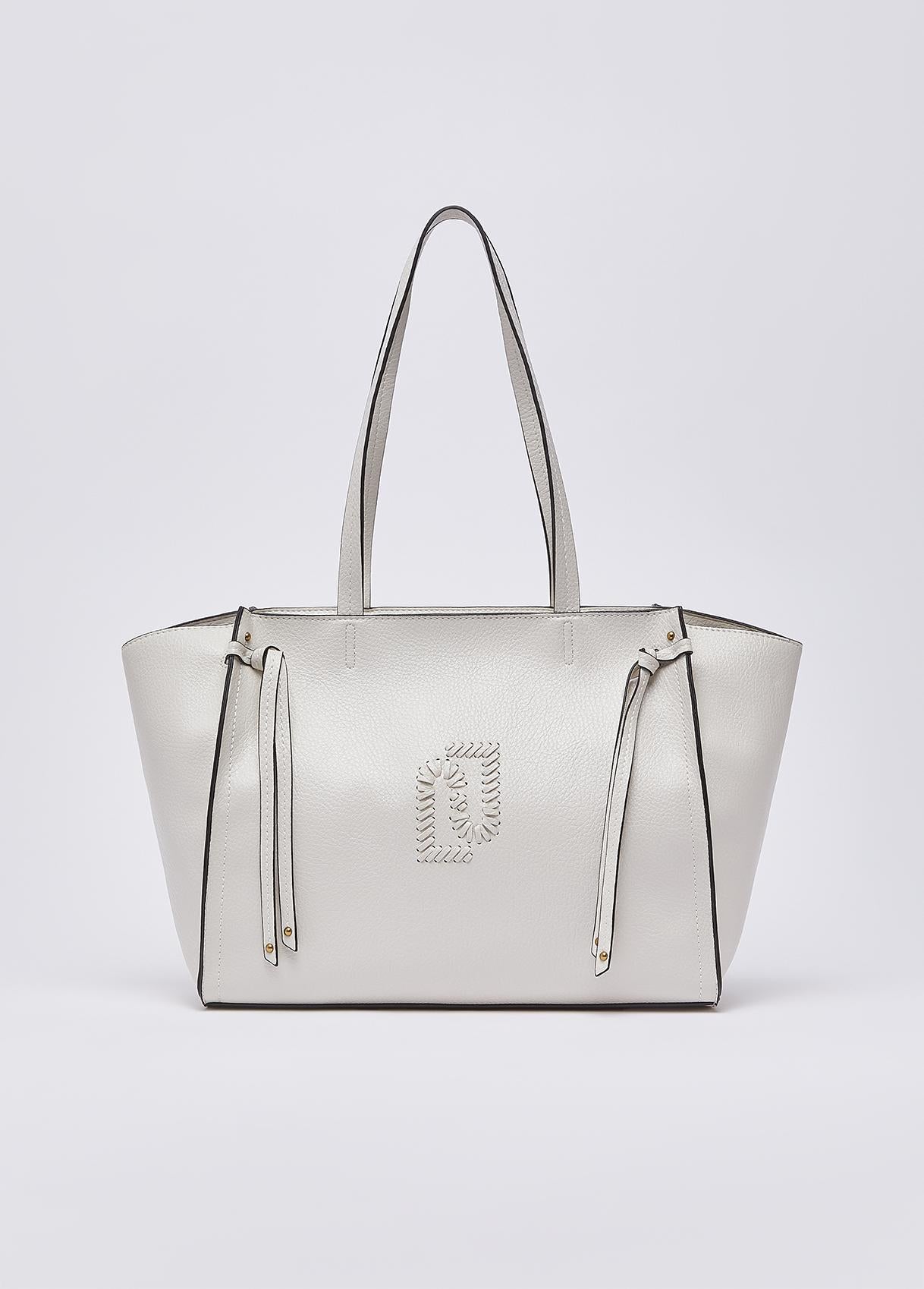 Shopping bag Liu Jo con logo frontale e manici lunghi Cream TU | Giò Fashion