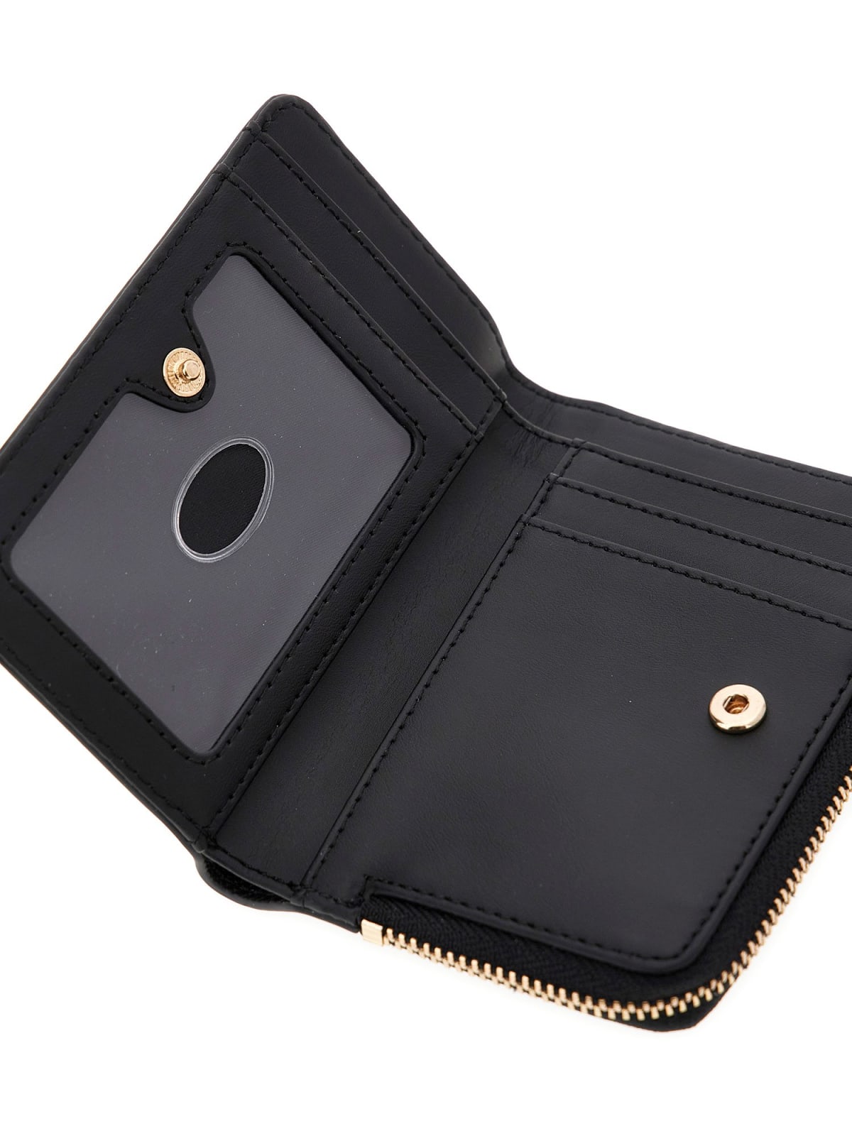 Portafoglio Guess donna con zip logo frontale e texture Nero TU | Giò Fashion