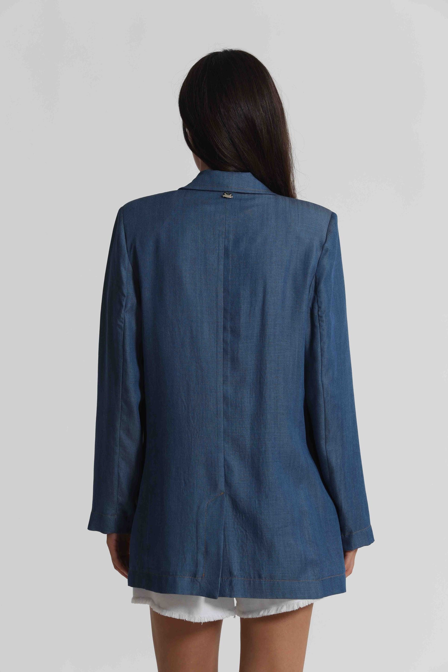 Blazer donna Mimi Mua effetto denim con rever classici e linea elegante Denim S | Giò Fashion