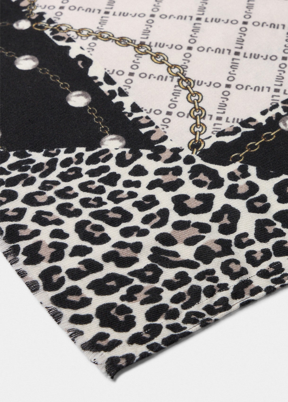 Liu Jo foulard rettangolare con stampa animalier e catene