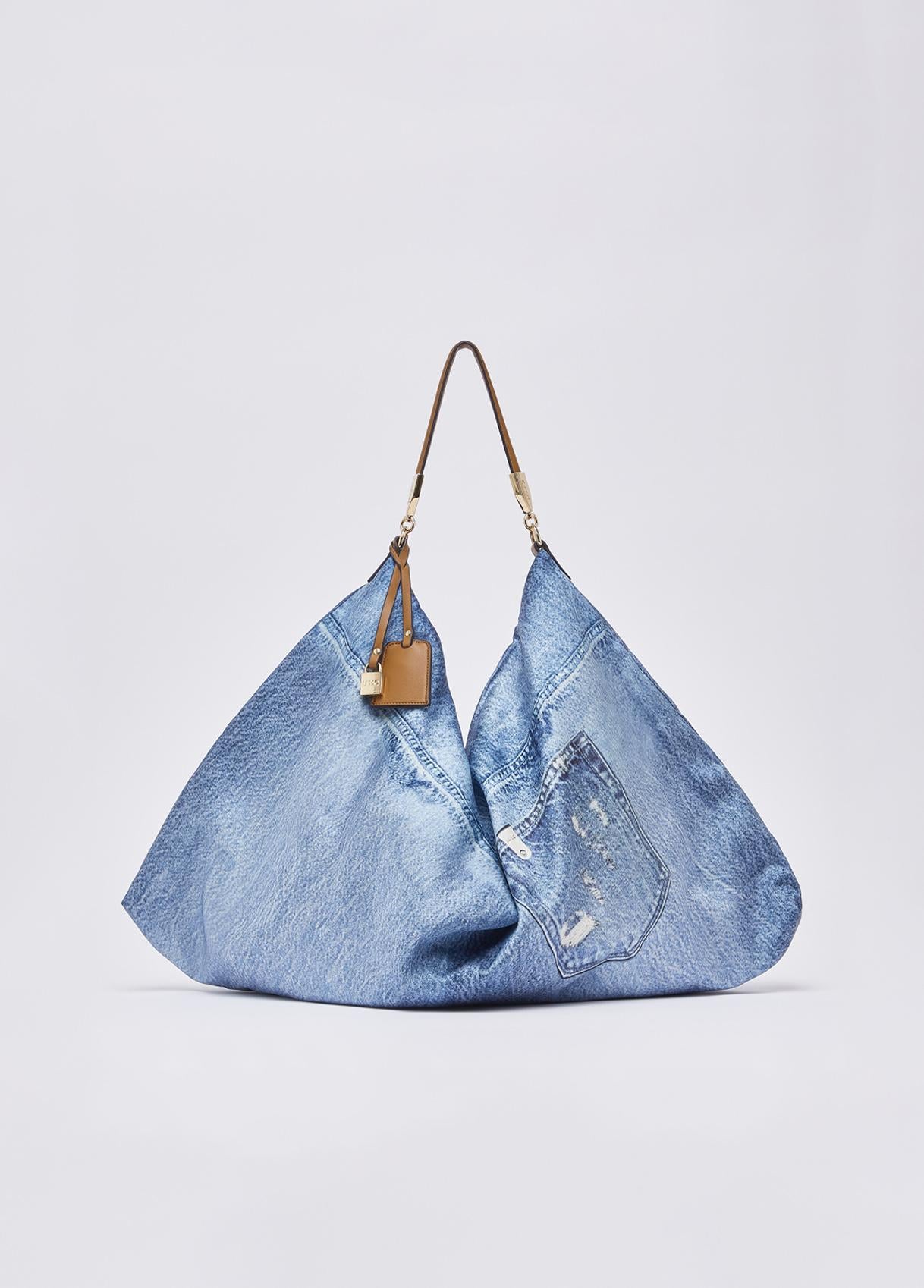 Borsa a spalla Liu Jo grande morbida con chiusura zip e manico regolabile Denim TU | Giò Fashion