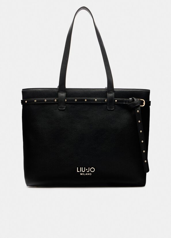 Shopper Liu Jo elegante con doppi manici e borchie decorative NERO TU | Giò Fashion