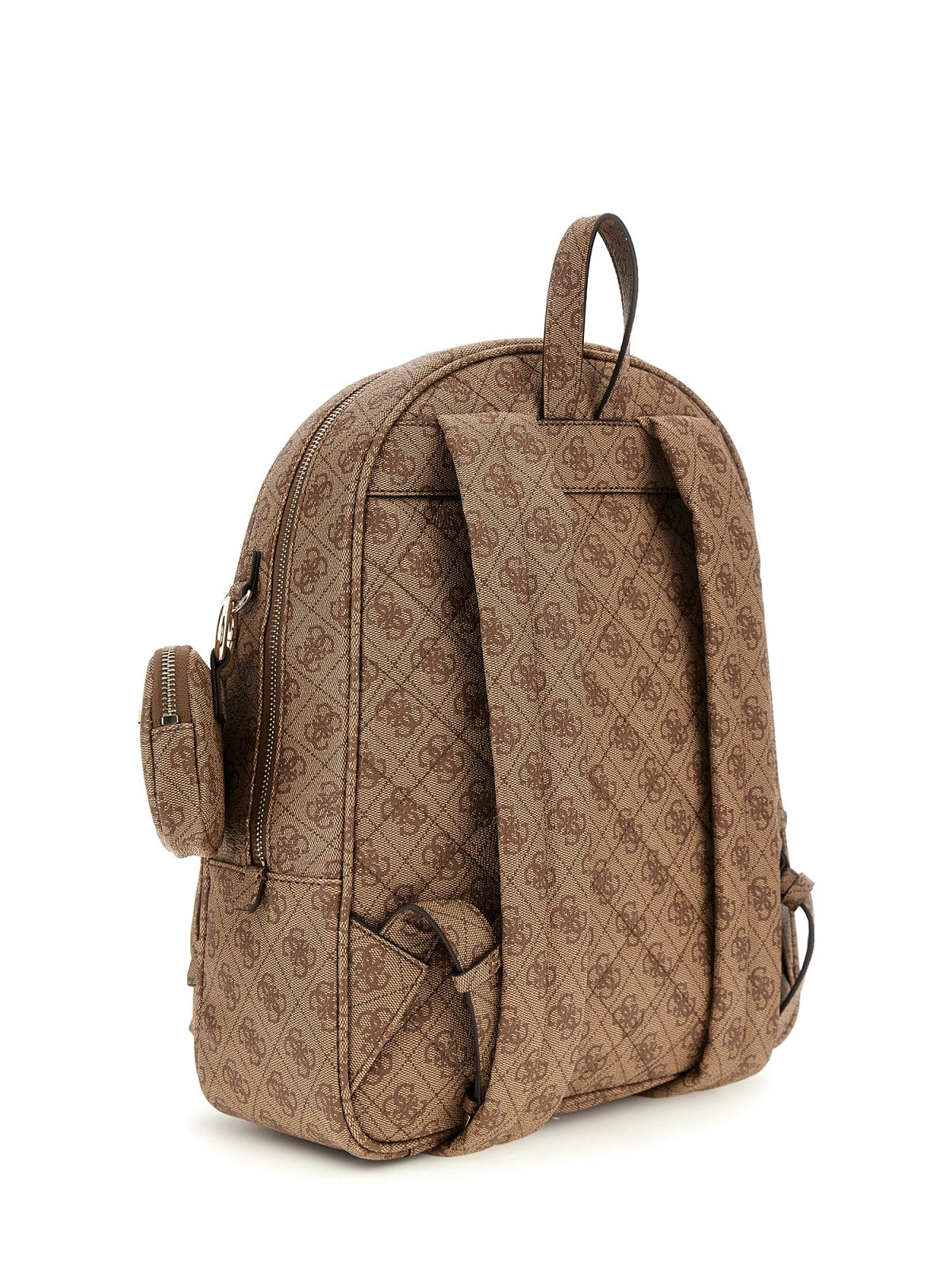 Zaino Guess donna logo all over con tasche e charm removibile LATTE LOGO TU | Giò Fashion