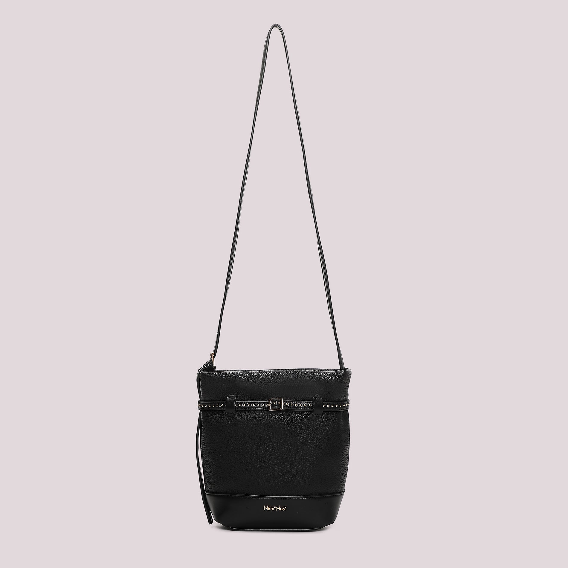 Borsa tracolla Mimi Mua compatta con cintura decorativa e borchie Nero TU | Giò Fashion