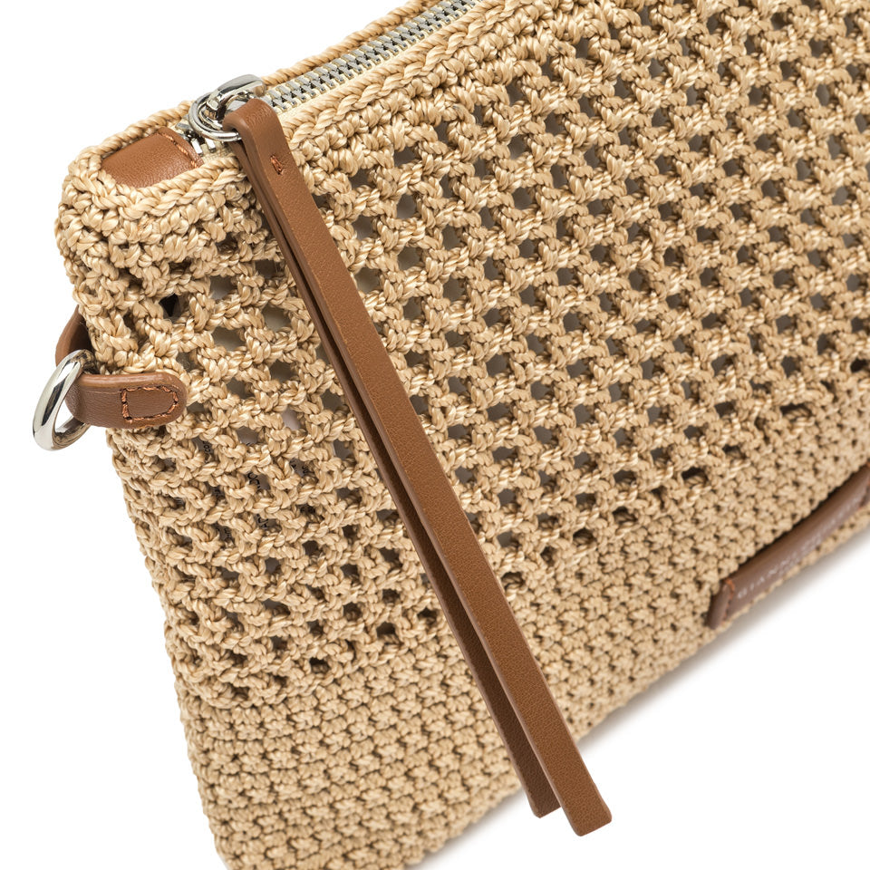 Pochette Gianni Chiarini in tessuto uncinetto con tracolla removibile Beige TU | Giò Fashion