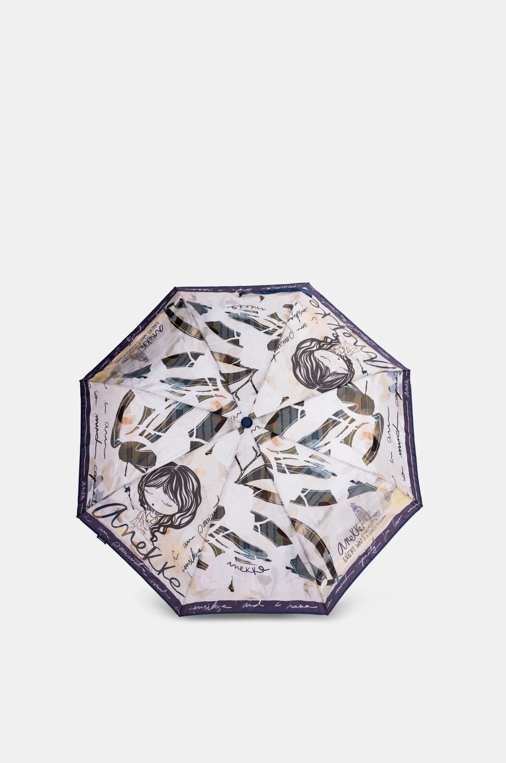 Ombrello Anekke donna con fantasia illustrata beige/blu TU | Giò Fashion
