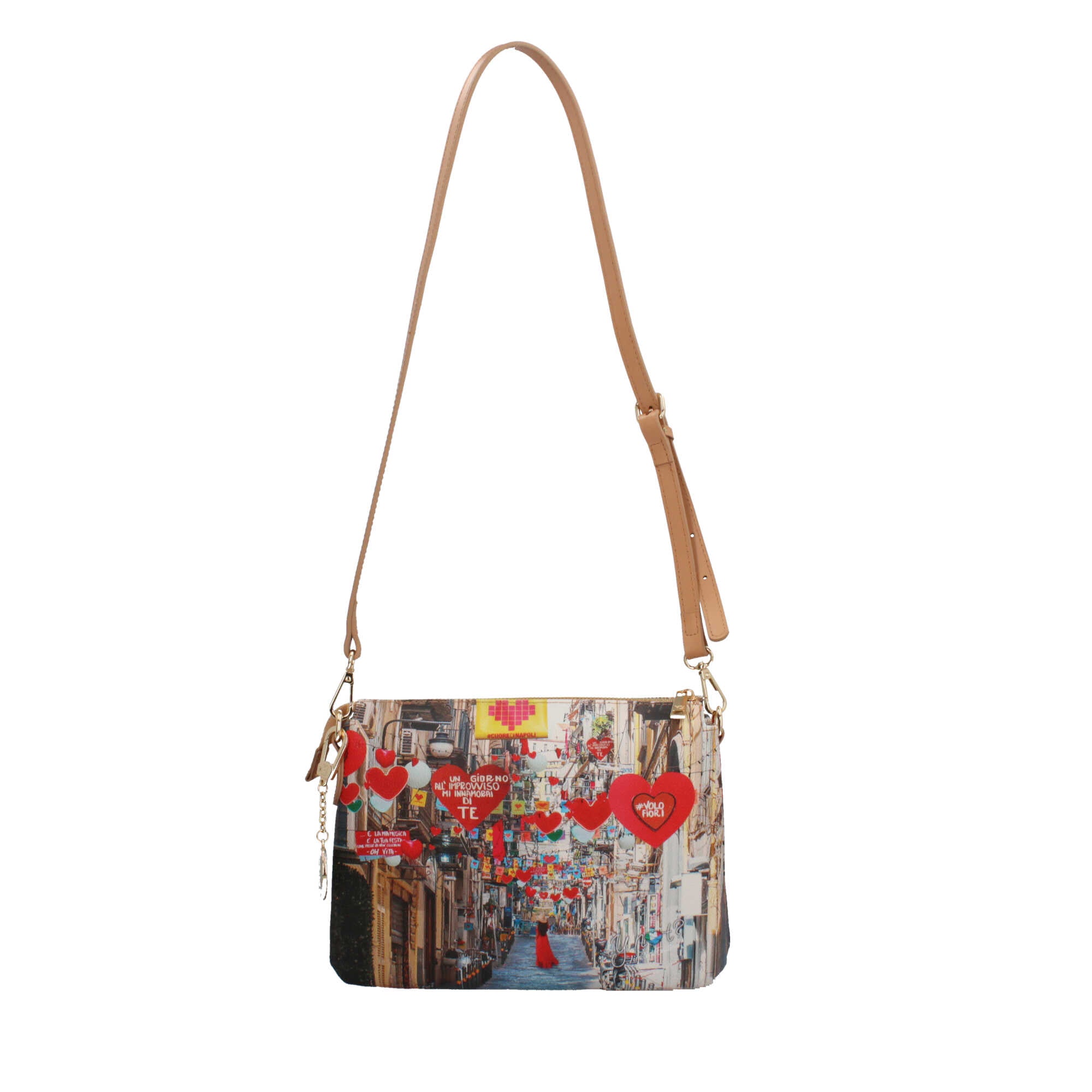 Borsa a tracolla con chiusura zip Y Not Napoli Love