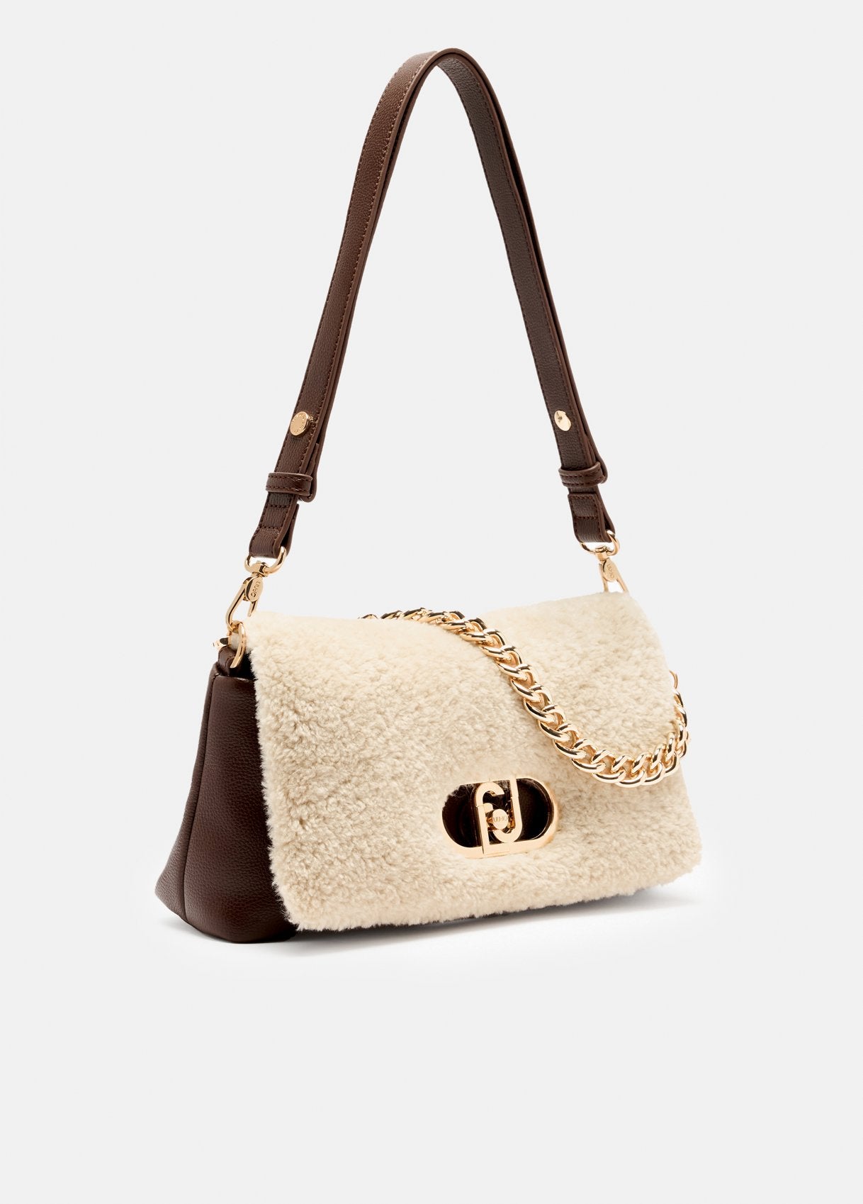 Borsa Liu Jo Puffy a spalla effetto peluche con catena dorata Marrone TU | Giò Fashion