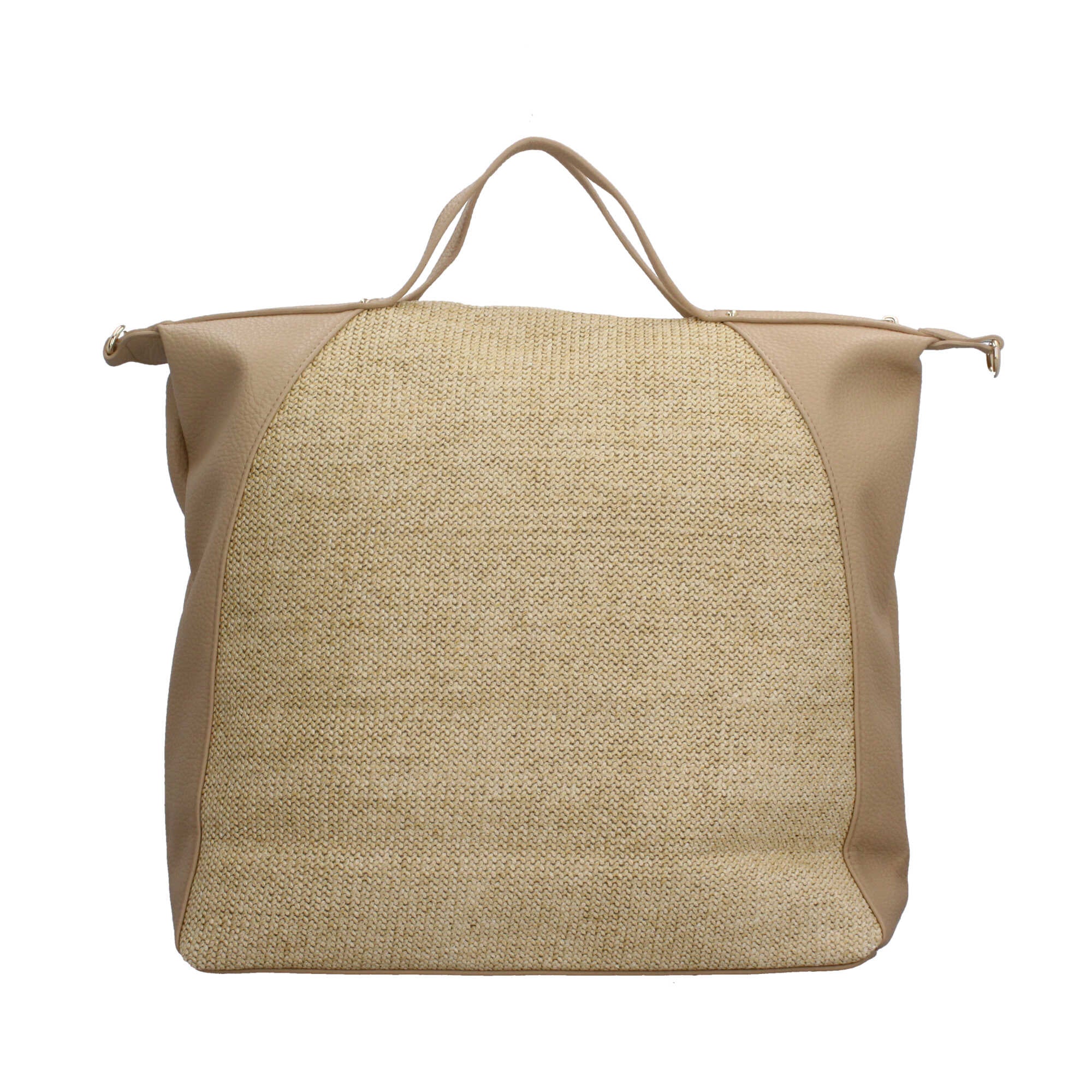 Borsa donna YNot maxi in rafia con doppi manici e tracolla
