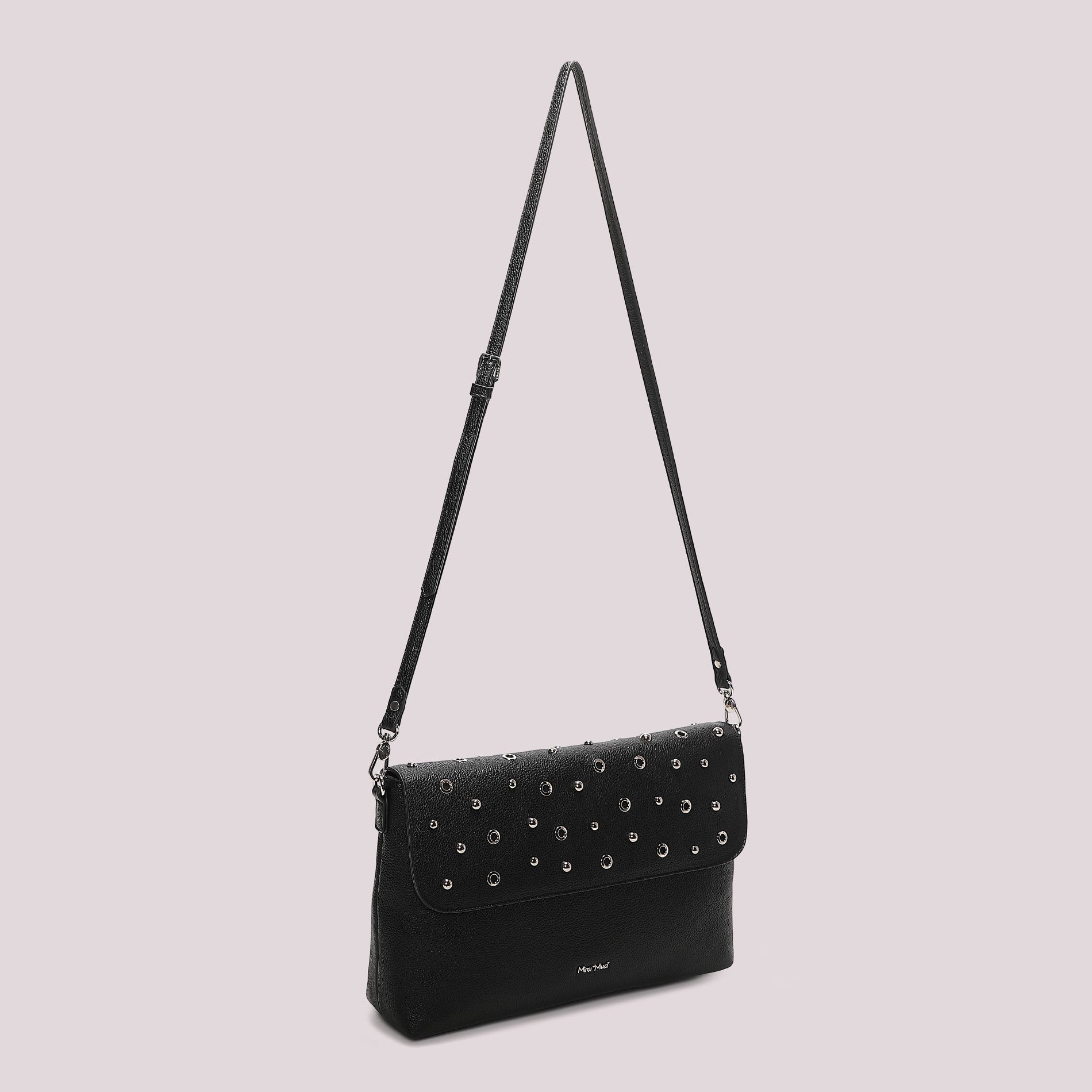 Borsa tracolla donna con borchie design minimal elegante Nero TU | Giò Fashion