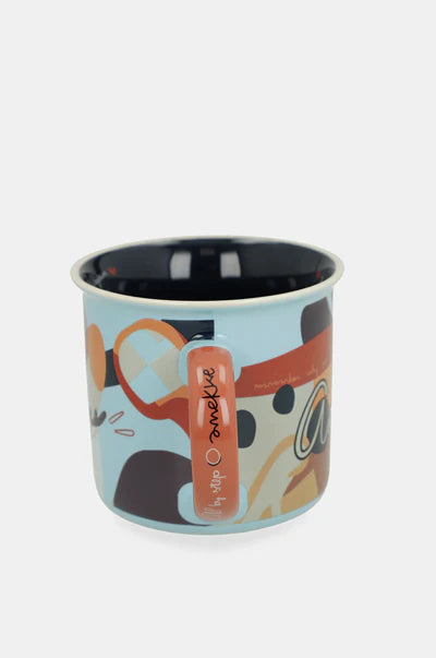 Tazza Anekke in ceramica con manico decorato design grafico illustrato AZZURRO TU | Giò Fashion