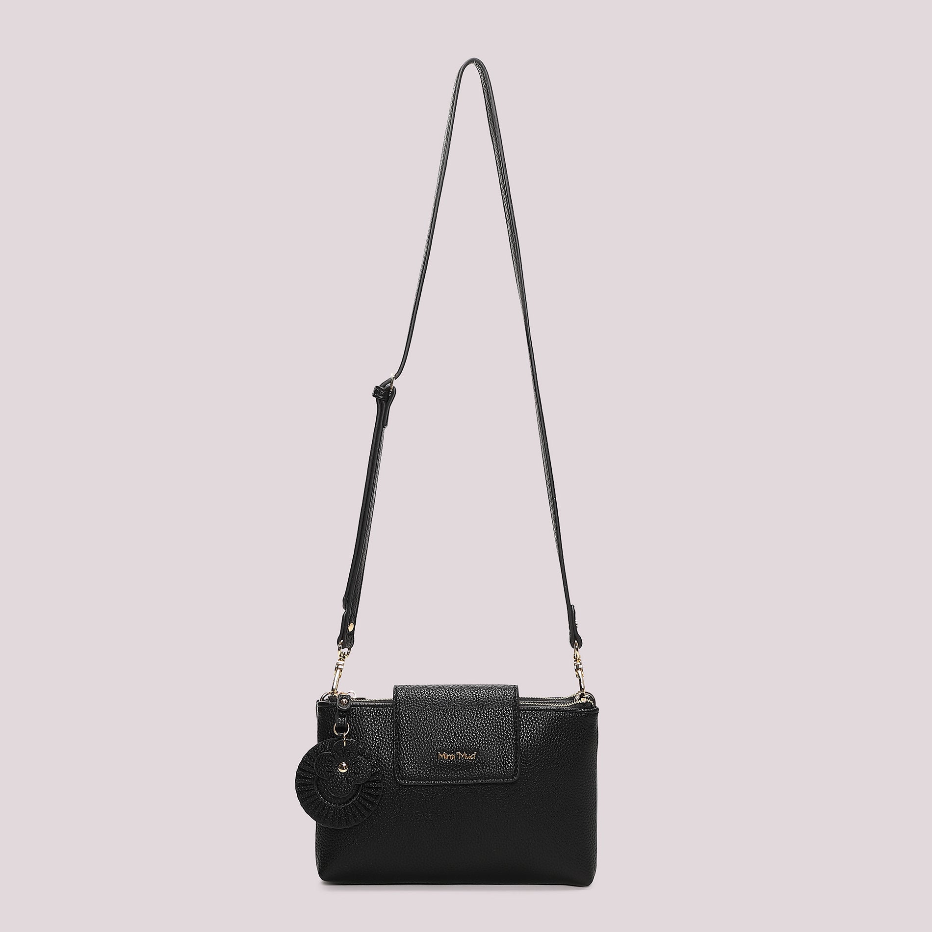 Borsa a tracolla donna rossa Mimi Mua con patta e charm floreale Nero TU | Giò Fashion