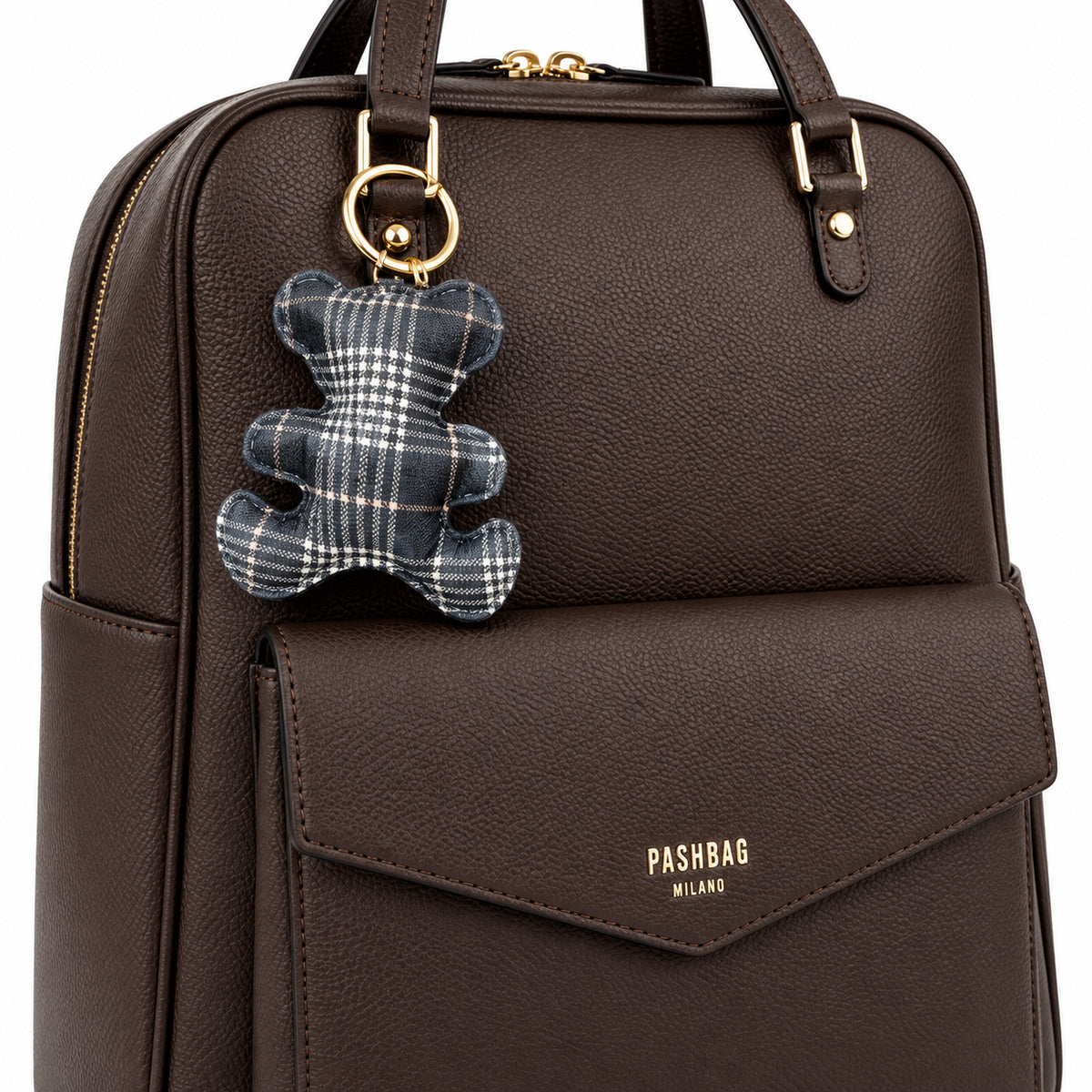 PashBag Zaino Donna con Tasca Frontale e Charm Orsetto