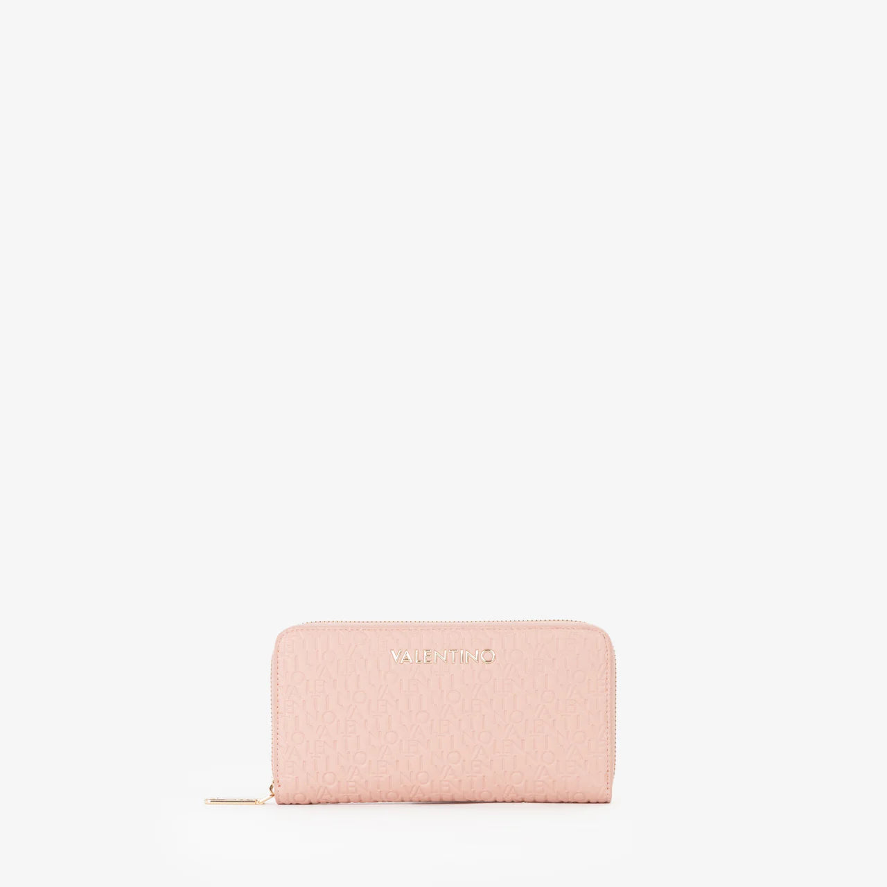 Valentino portafoglio donna zip around con logo in rilievo Rosa TU | Giò Fashion