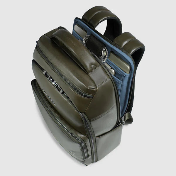 Zaino Piquadro in pelle porta PC e tablet con organizer interno Verde TU | Giò Fashion