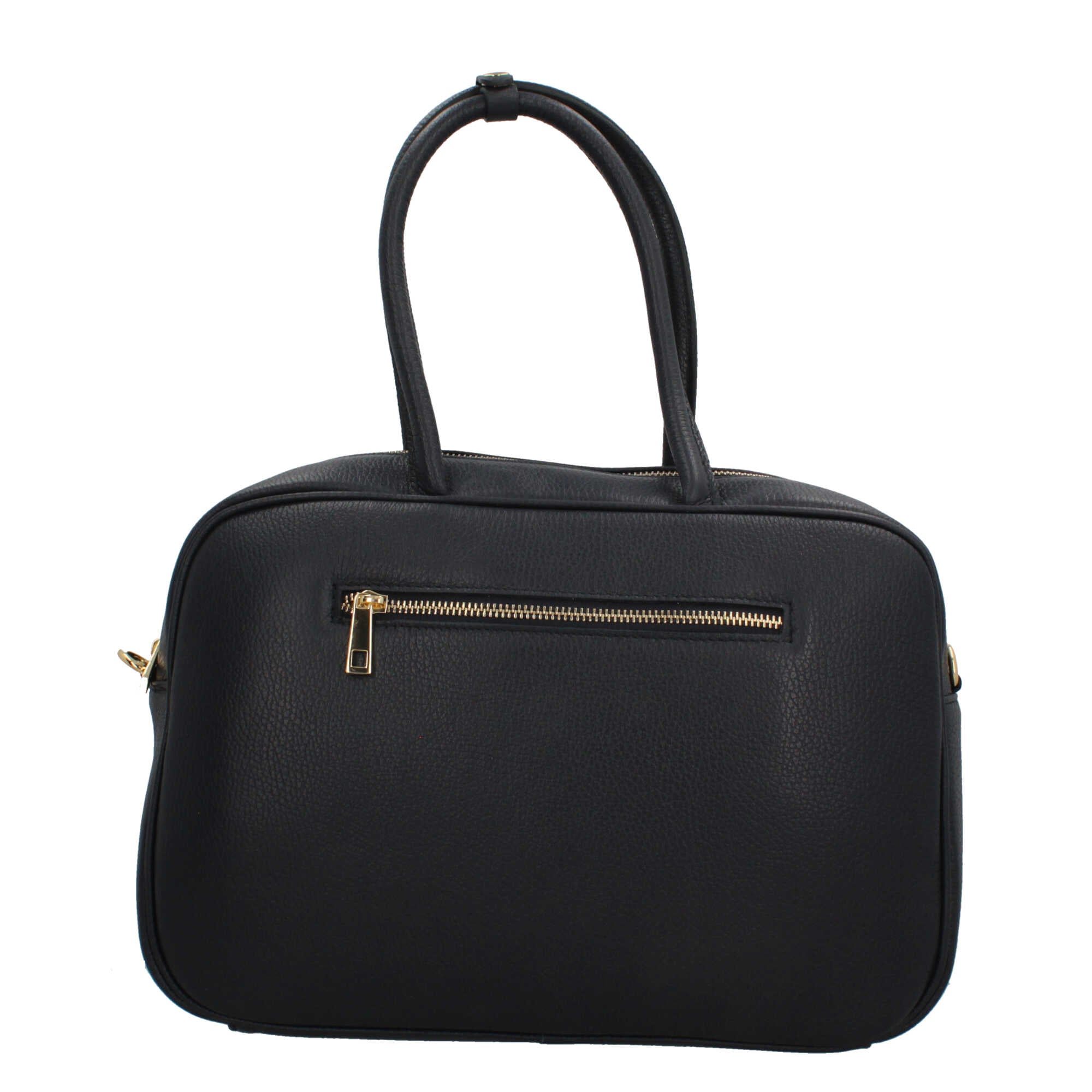Borsa a mano Made in Italy in pelle martellata con doppio manico e tracolla Nero TU | Giò Fashion