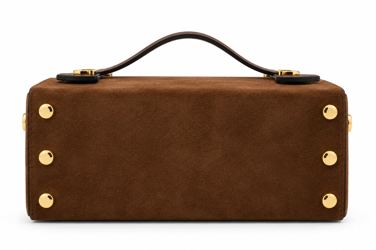 Borsa a Mano in Pelle Scamosciata con Dettagli Metallici