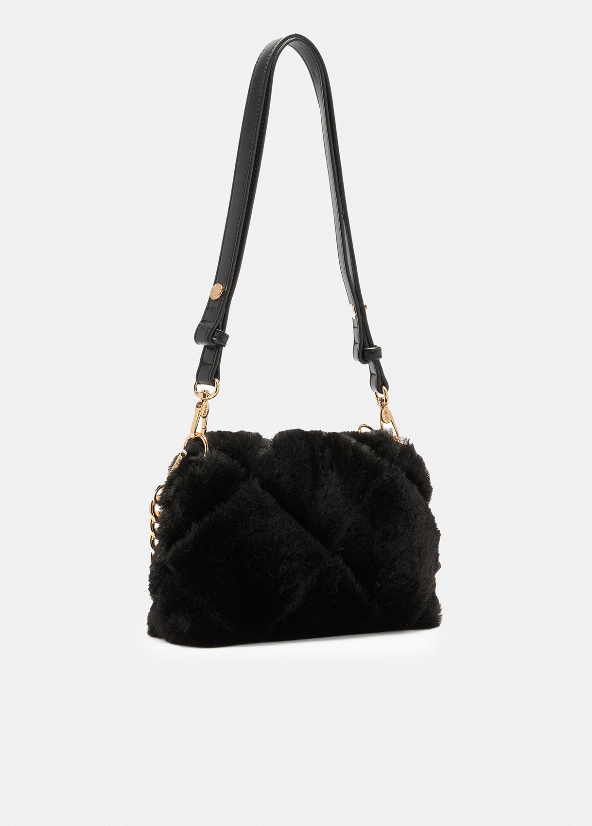Borsa Liu Jo Puffy effetto pelliccia trapuntata con catena dorata Nero TU | Giò Fashion