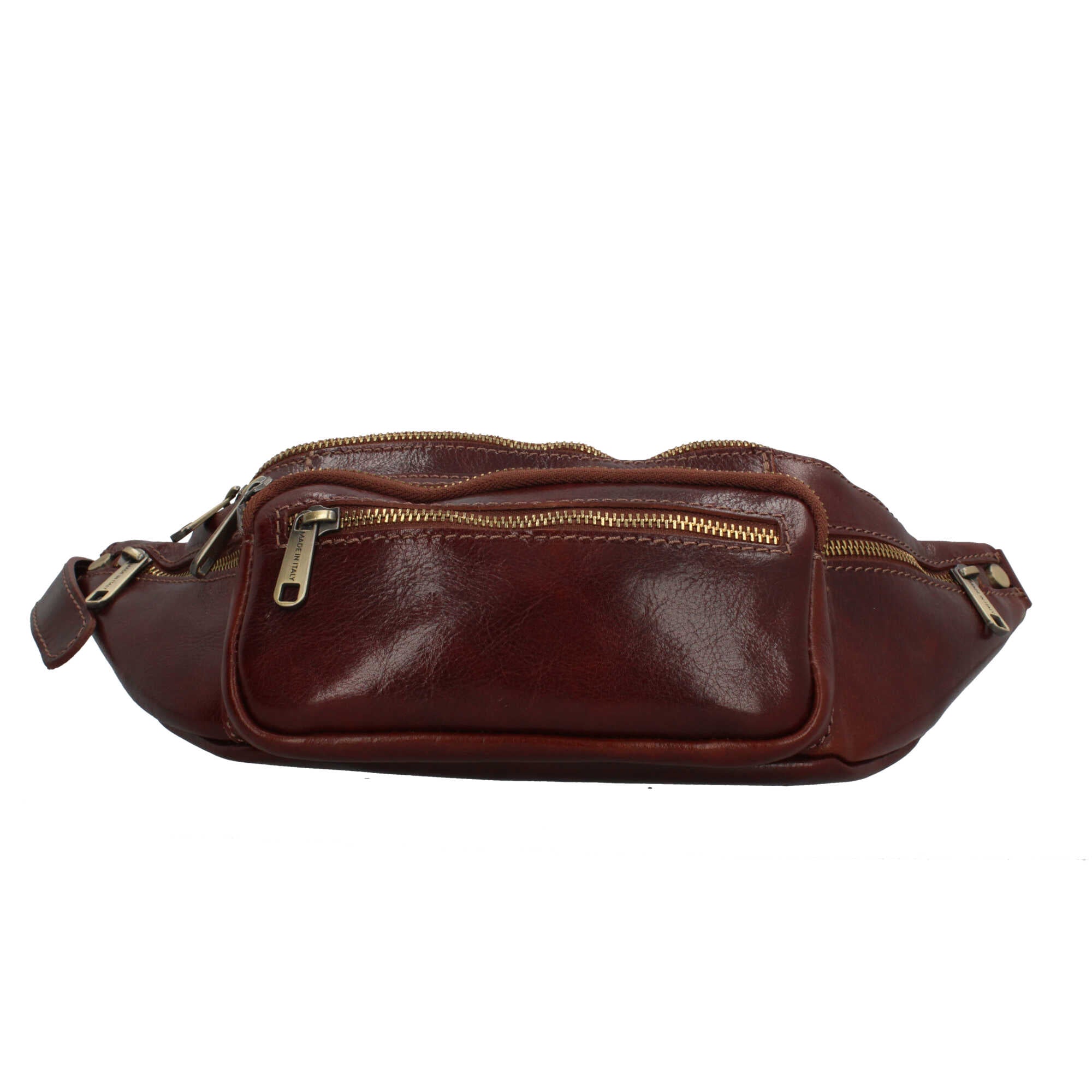 Marsupio Made in Italy in pelle con tripla tasca frontale CUOIO TU | Giò Fashion