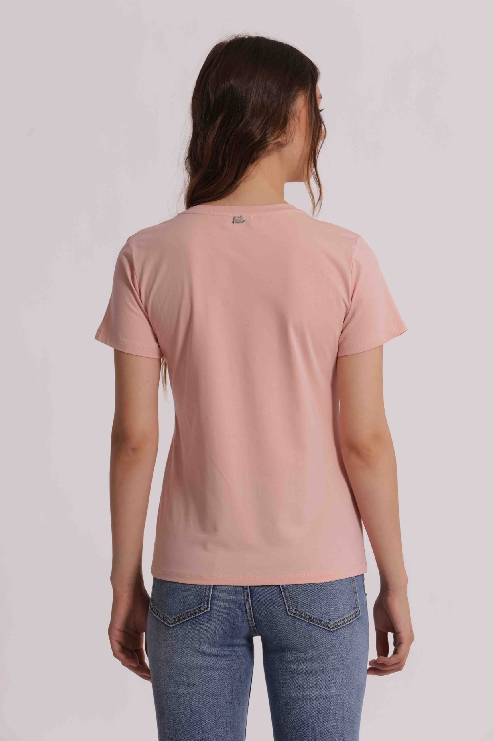T shirt donna con stampa minimal frontale stile casual moderno Rosa S | Giò Fashion