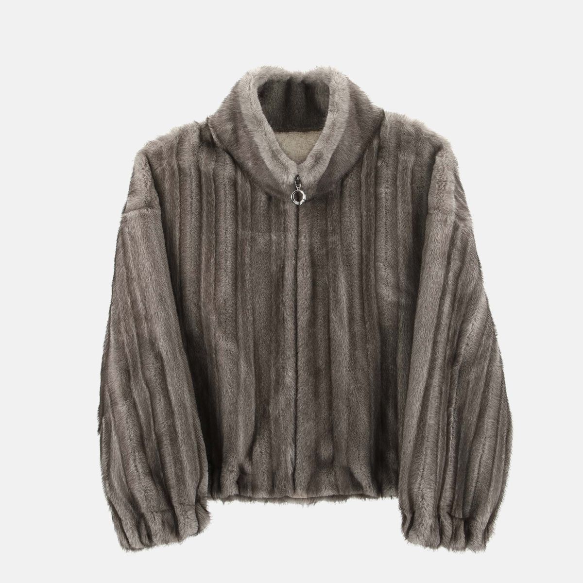 YNOT? Casual – Giacca in Pelliccia Sintetica con Collo Alto e Chiusura Zip