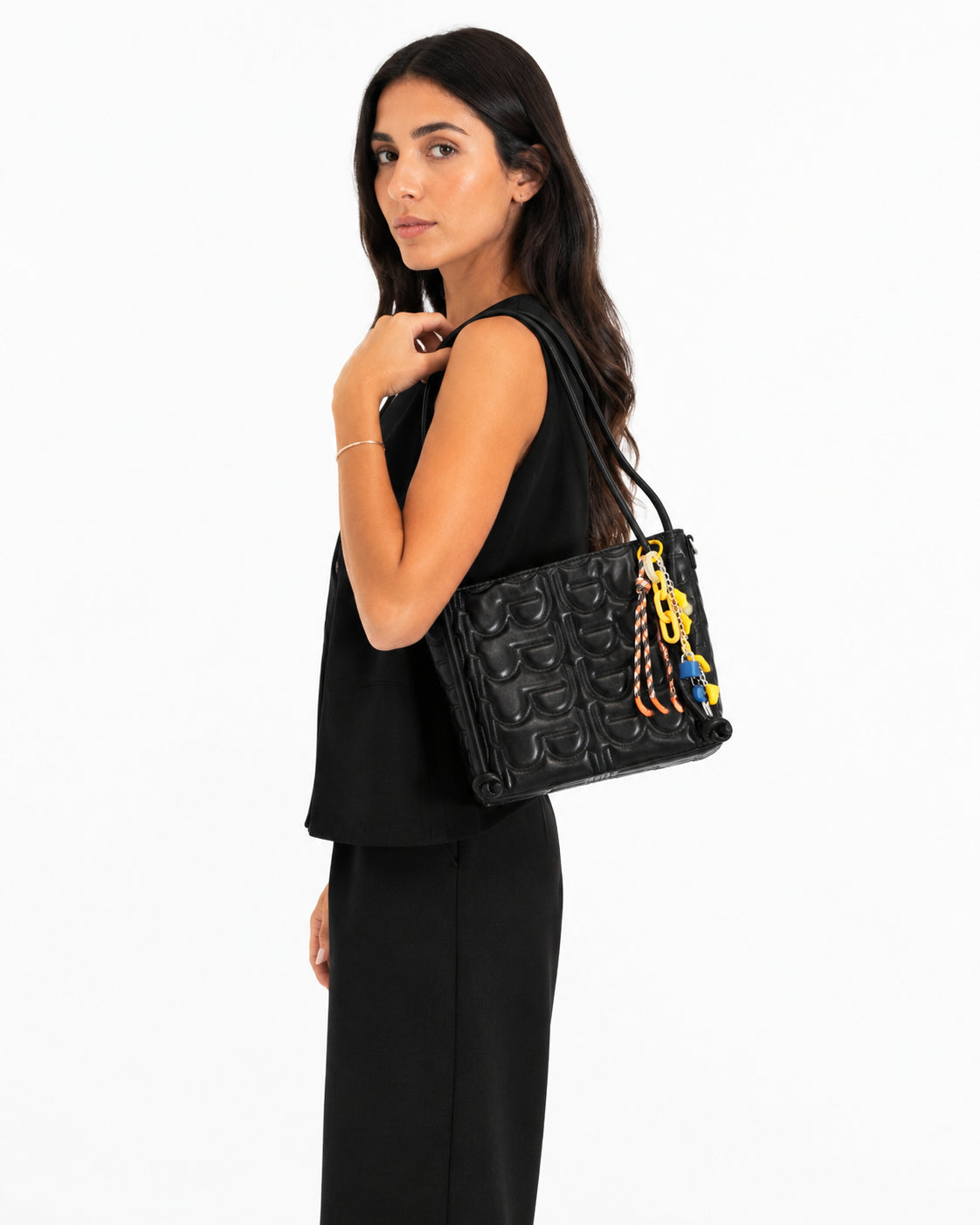 Shopper Donna By Byblos con Logo Ricamato All Over e Tracolla