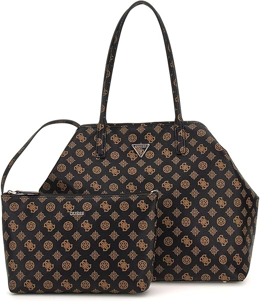Guess borsa shopper con pochette interna logo all over MARRONE LOGO (LOGO) TU | Giò Fashion