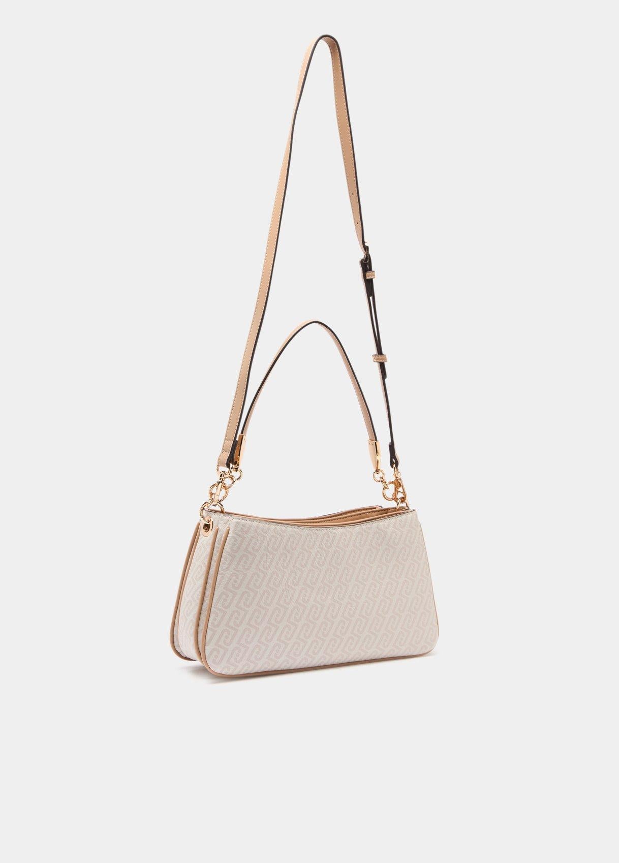 Borsa a Spalla Liu Jo con Stampa Monogram e Dettagli Catena Naturale cipria TU | Giò Fashion