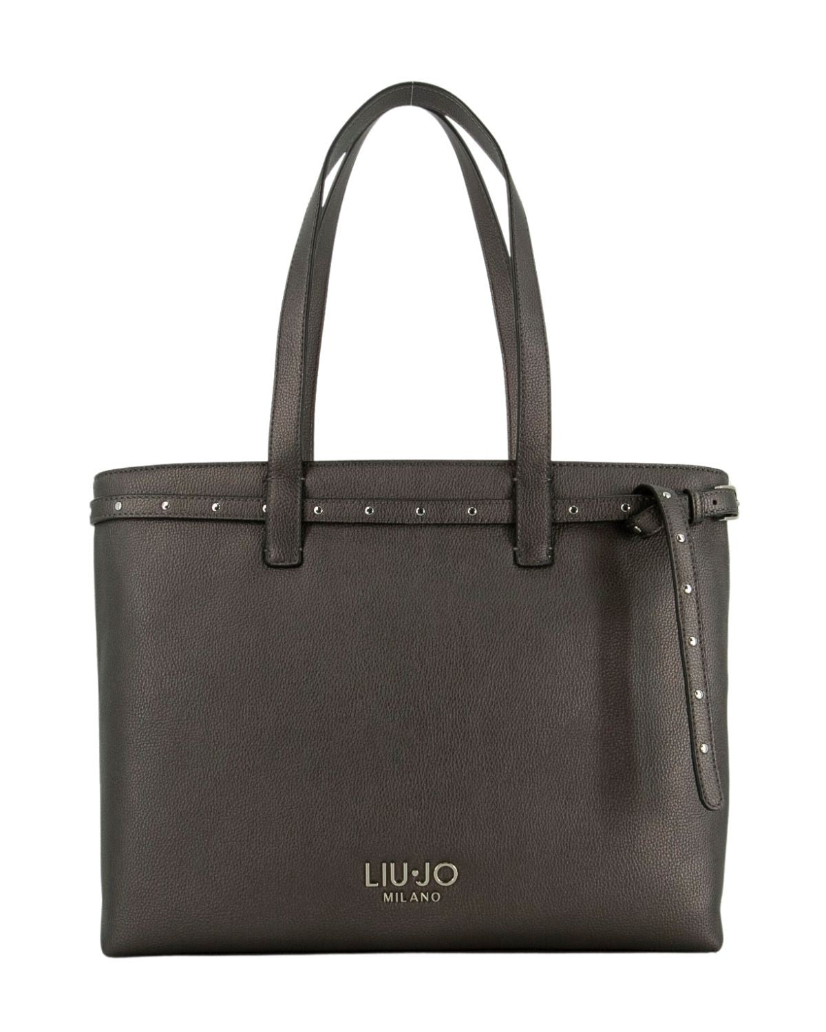 Shopper Liu Jo elegante con doppi manici e borchie decorative Grigio TU | Giò Fashion