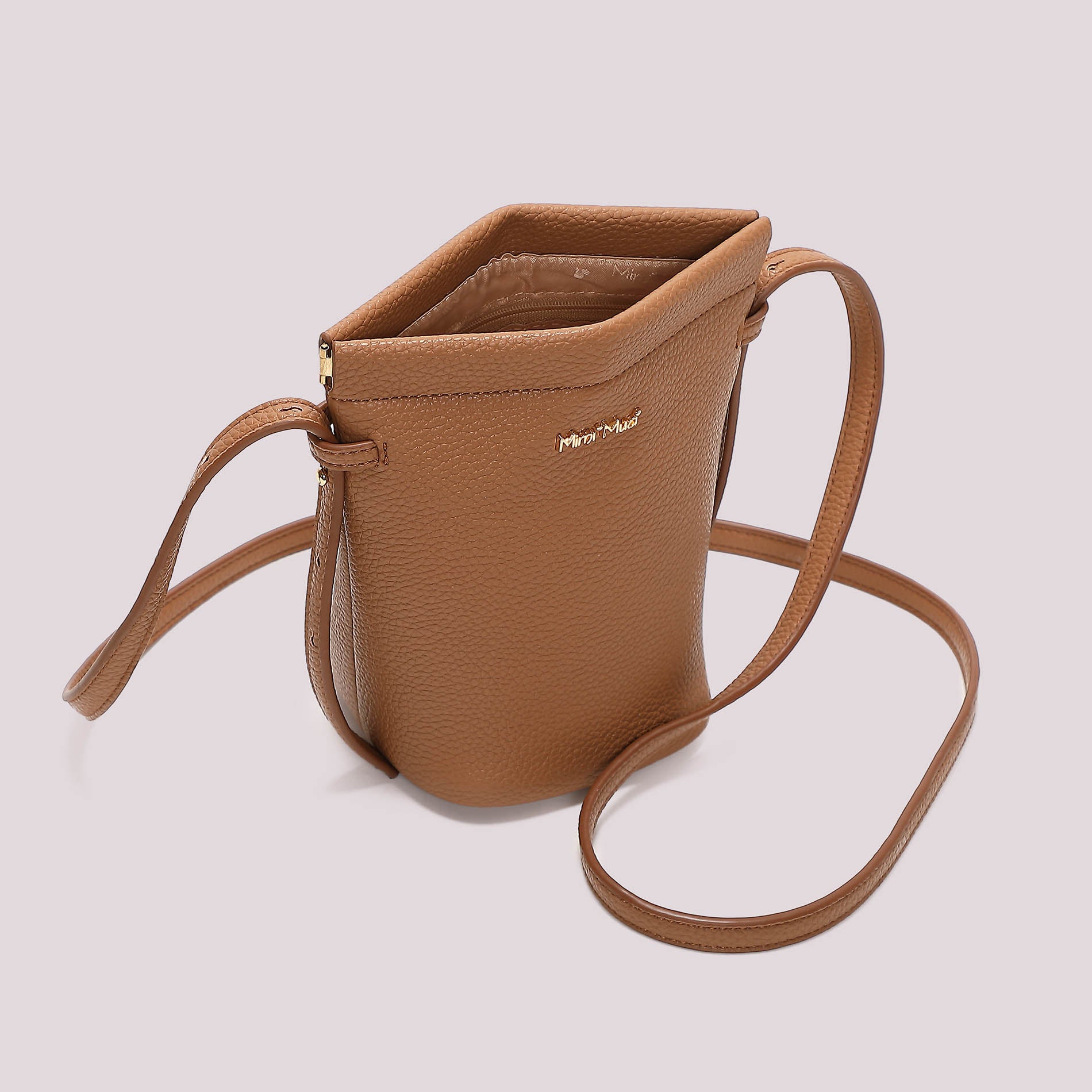 Borsa tracolla donna Mimi Mua compatta con design minimal elegante Cuoio TU | Giò Fashion
