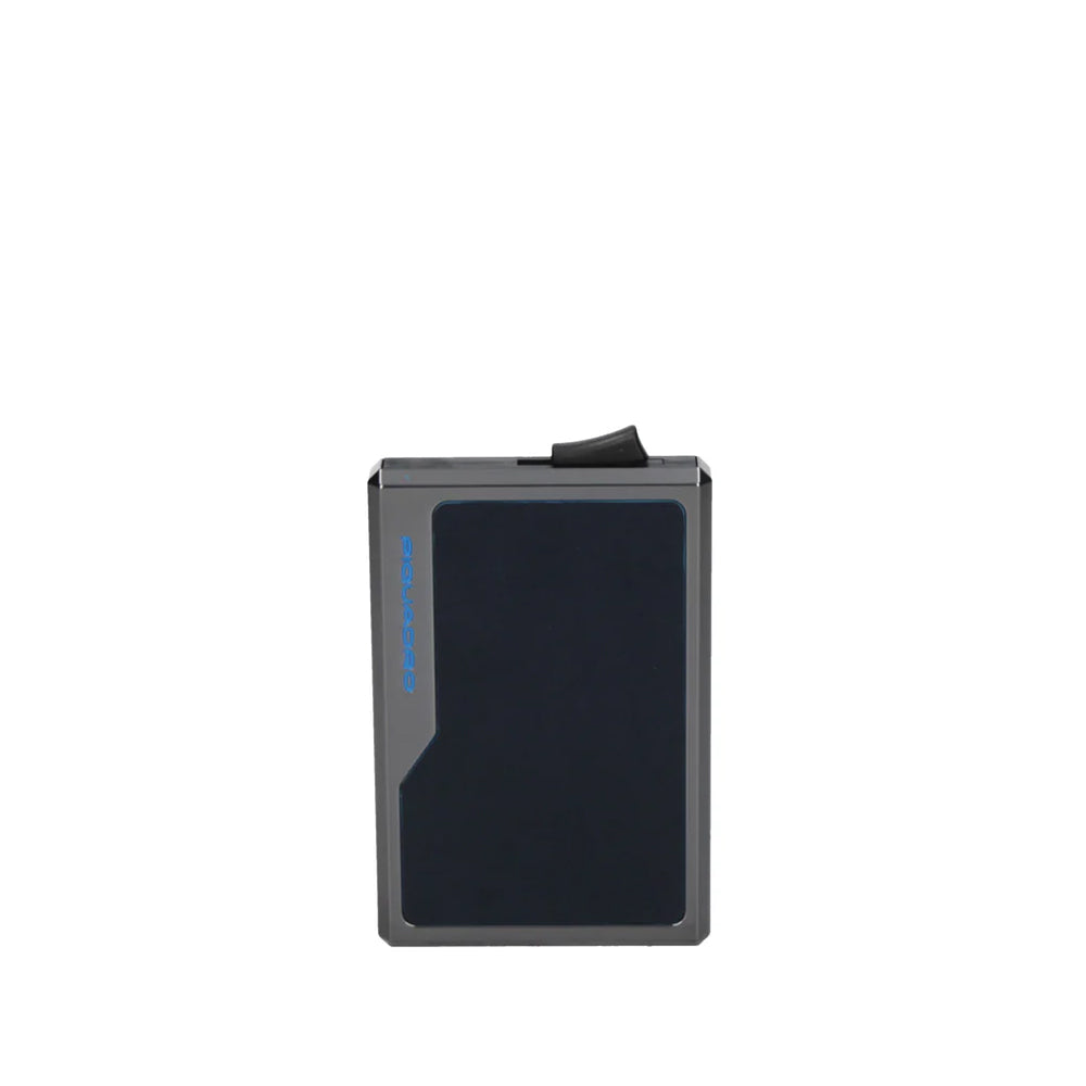 Porta carte Piquadro in metallo e pelle con struttura compatta BLU TU | Giò Fashion