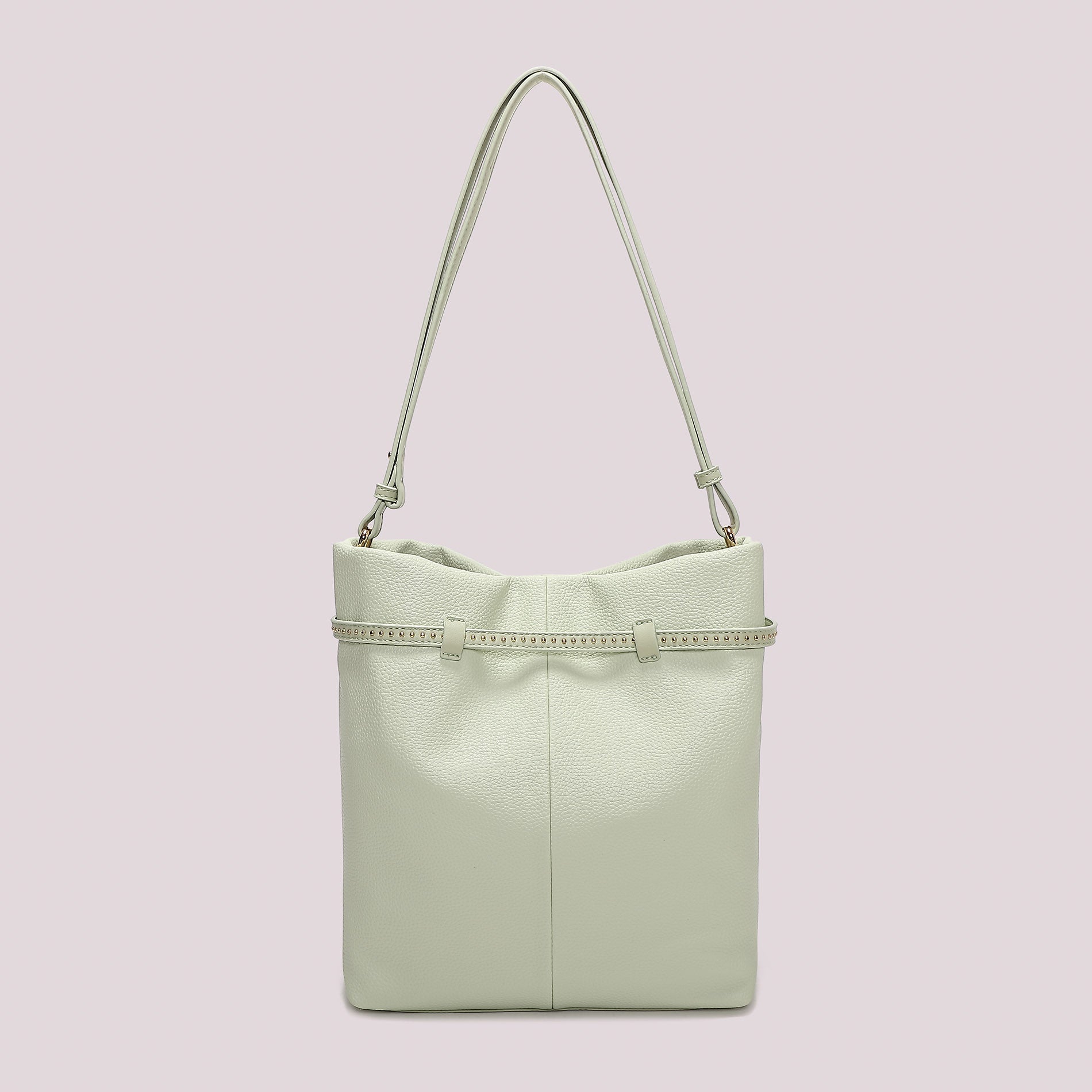 Borsa a spalla Mimi Mua capiente con dettaglio cintura borchiata VERDE ACQUA TU | Giò Fashion