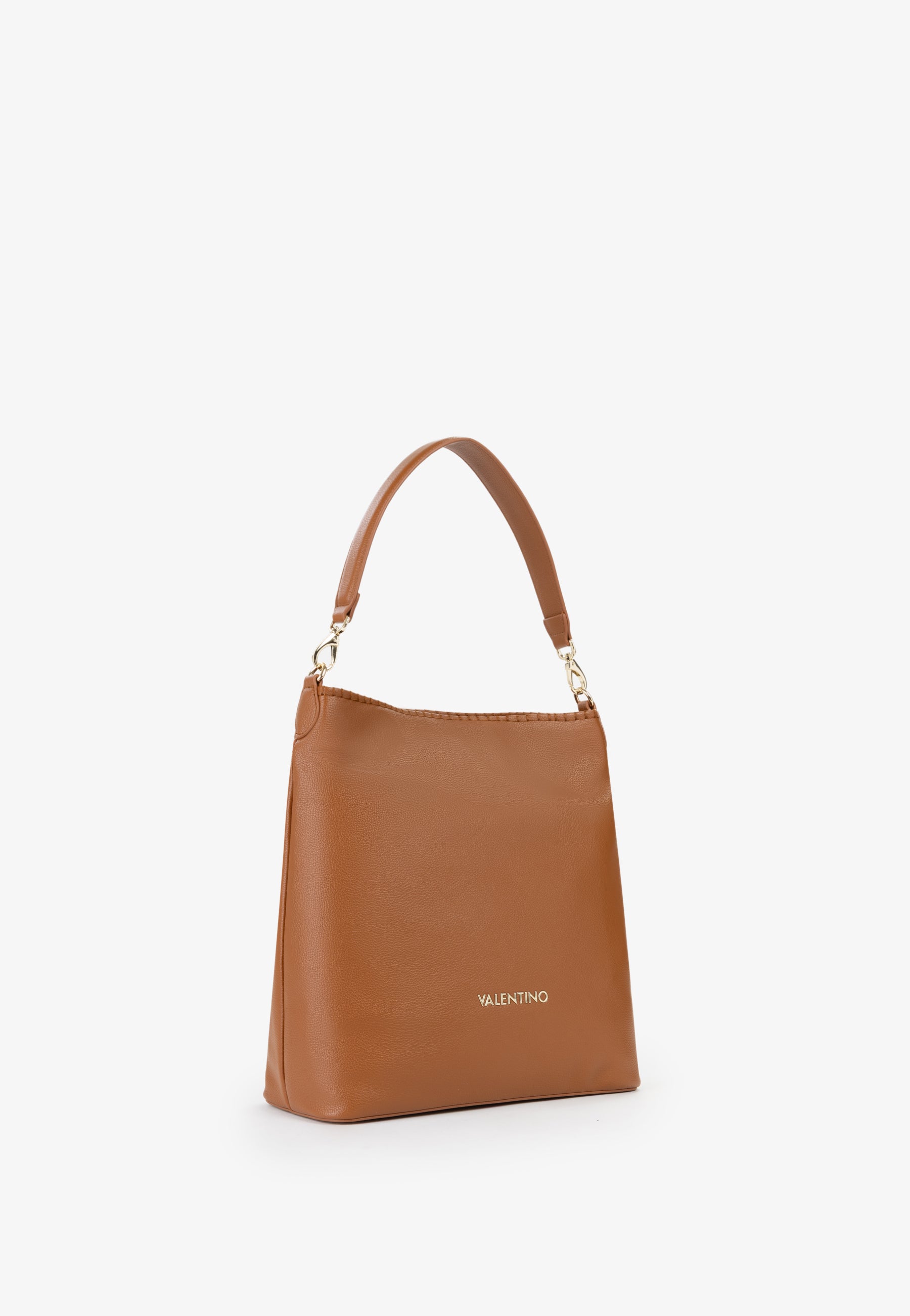 Borsa a spalla donna Mario Valentino minimal con tracolla intrecciata e logo frontale Cuoio TU | Giò Fashion