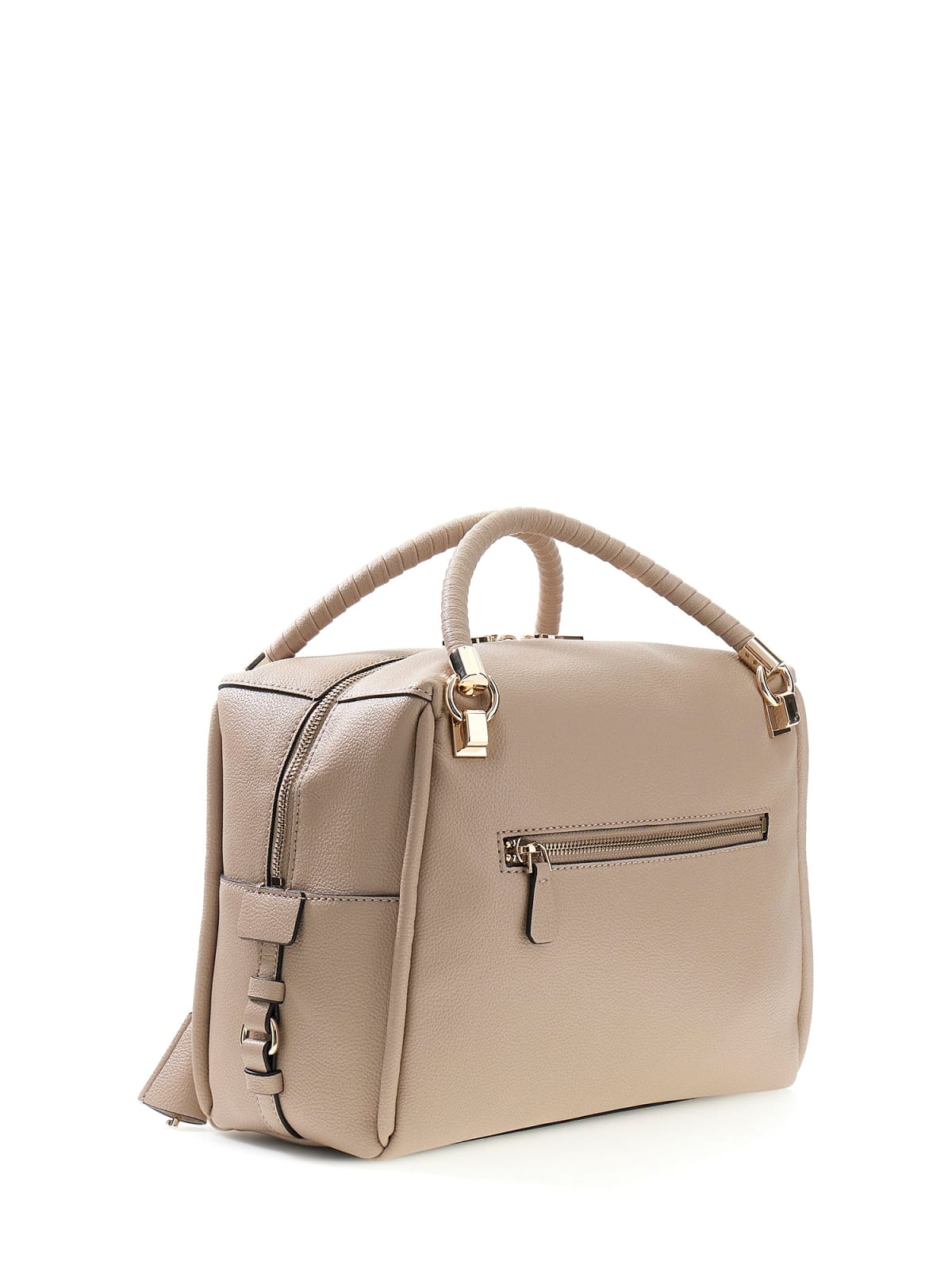 Borsa a mano Guess donna con charm e manico intrecciato TAUPE TU | Giò Fashion
