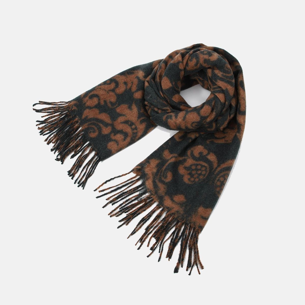 Sciarpa Y Not con frange e motivo barocco
