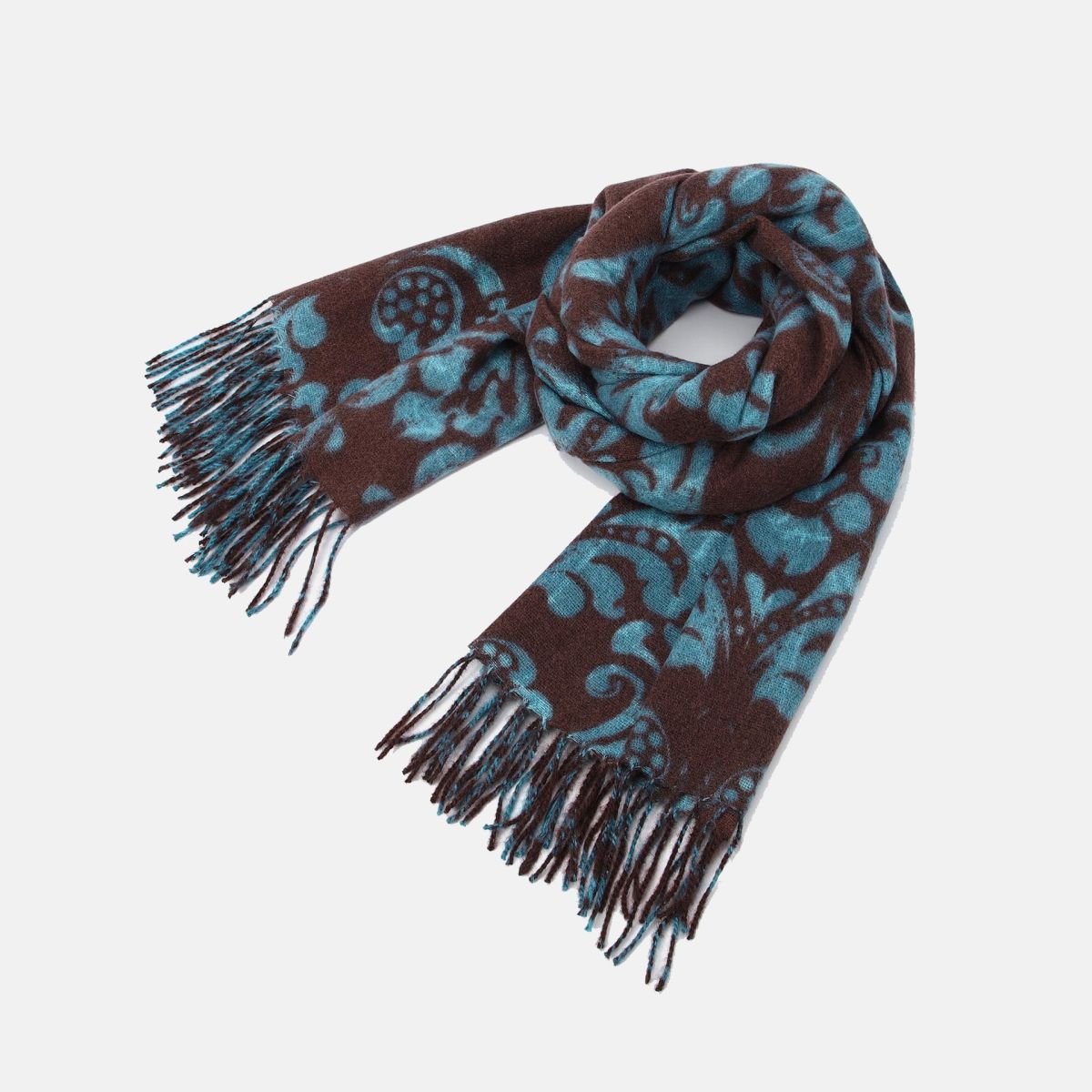 Sciarpa Y Not con frange e motivo barocco