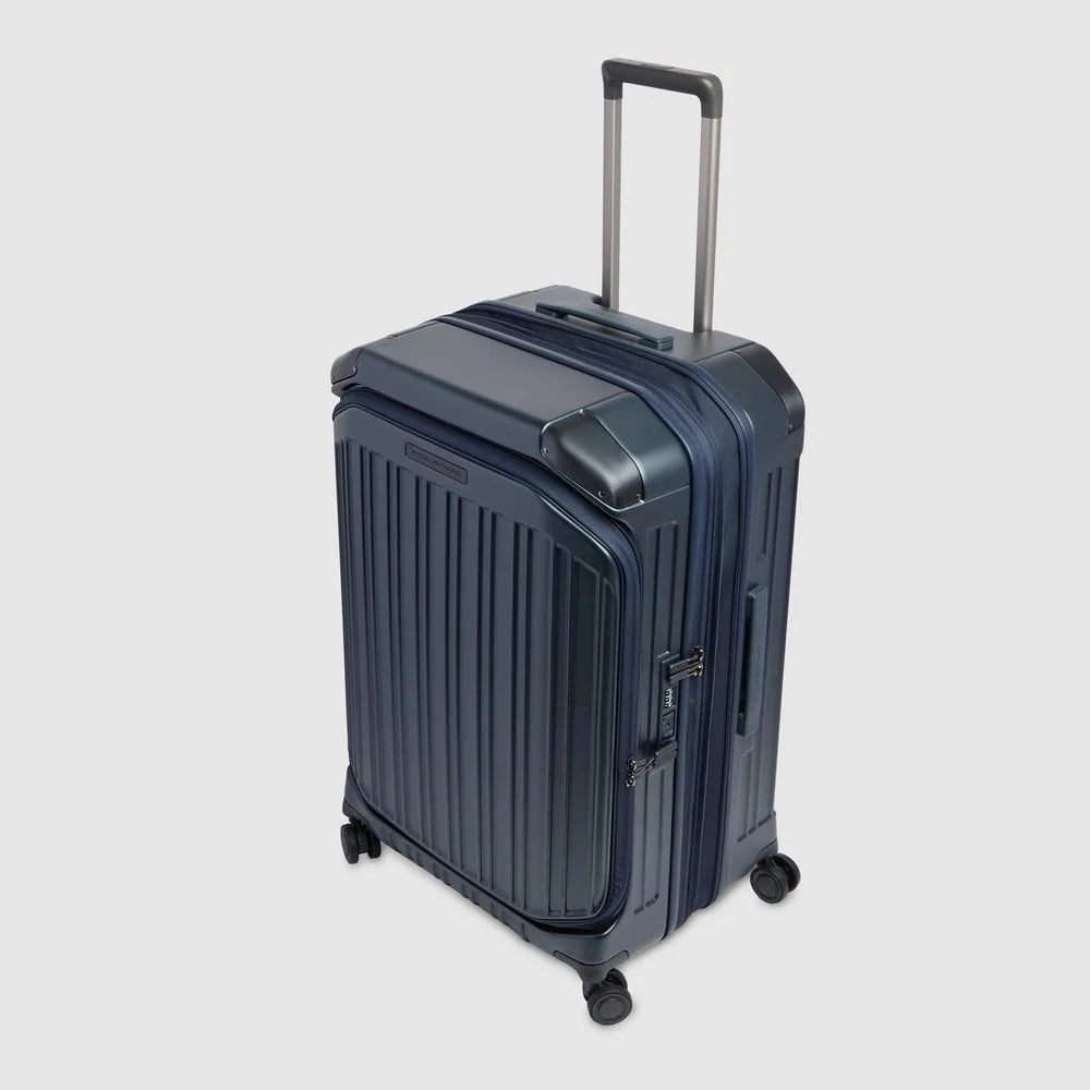 Piquadro Trolley Medio Rigido PQ-Light Verde Opaco Espandibile con 4 Ruote