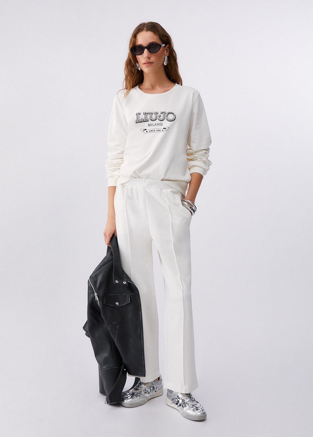 Pantaloni Liu Jo donna a gamba dritta con vita elasticizzata Bianca S | Giò Fashion
