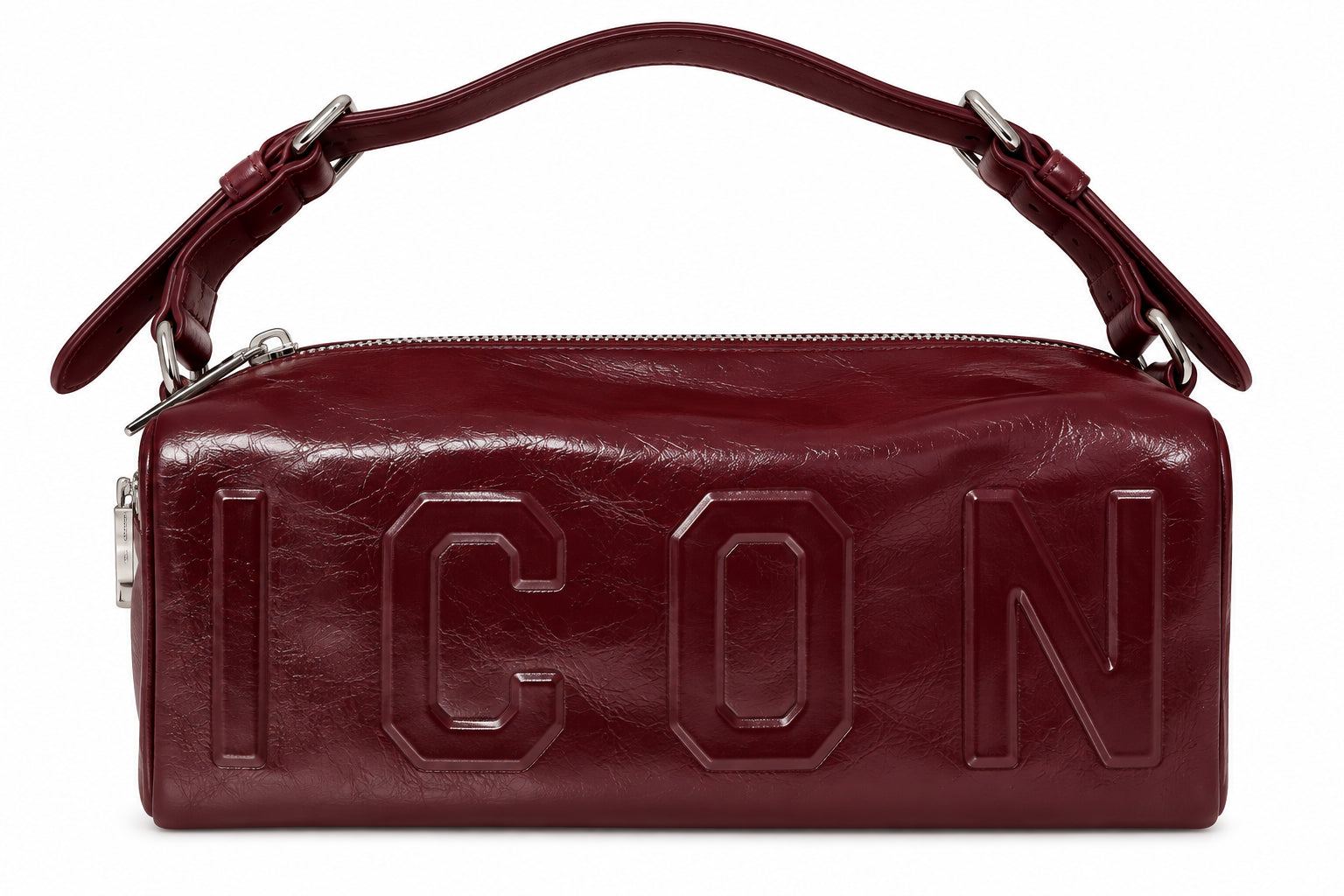 Borsa a spalla nera con logo ICON in rilievo