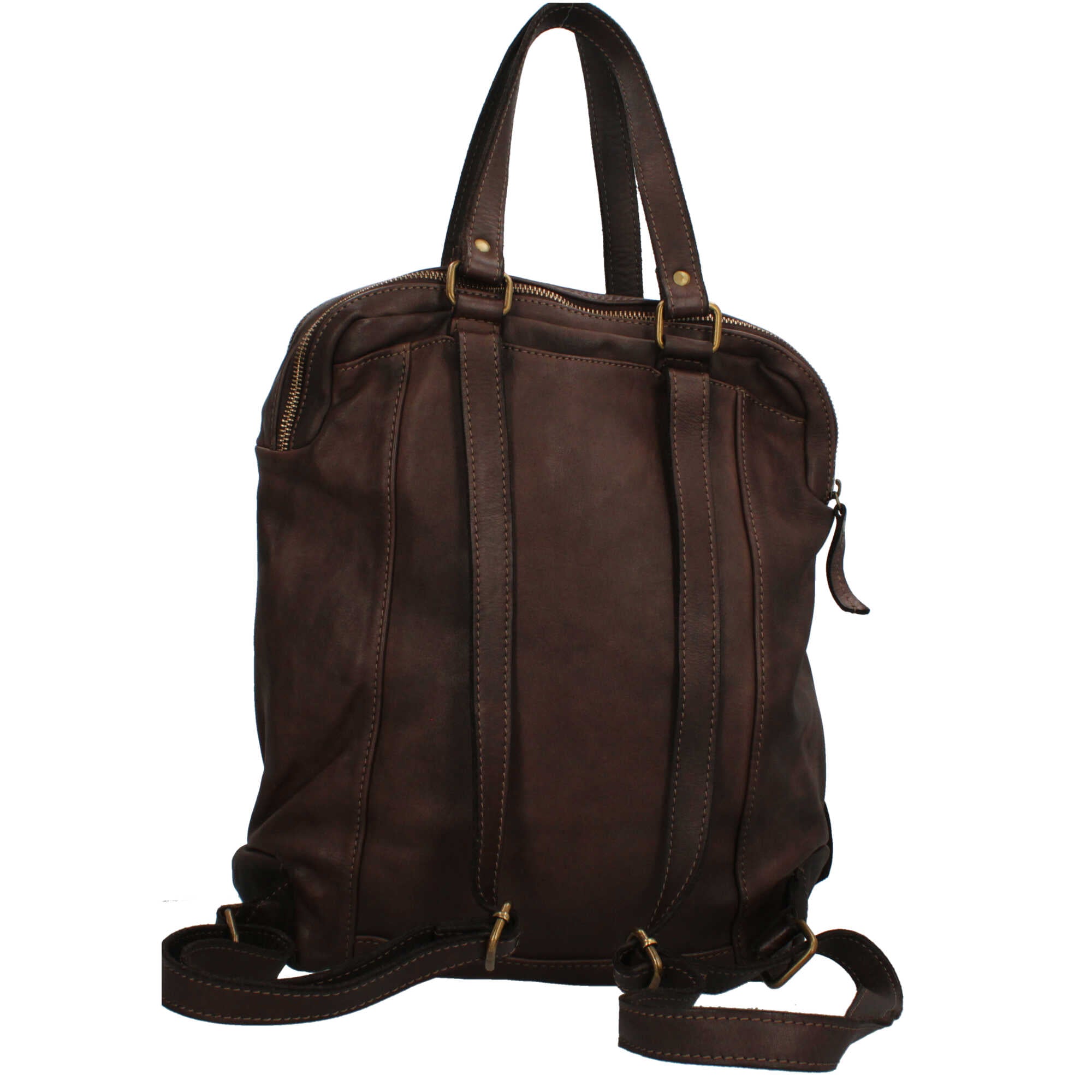 Zaino borsa Made in Italy in pelle morbida con tracolla Marrone TU | Giò Fashion