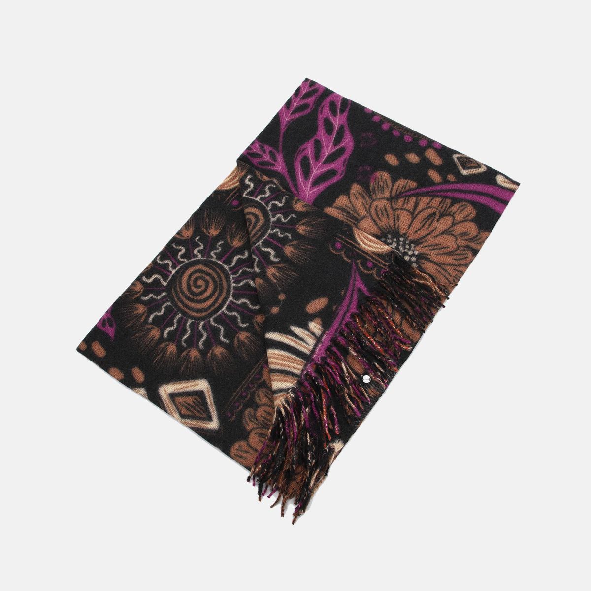 Sciarpa Y Not con frange e fantasia etnica